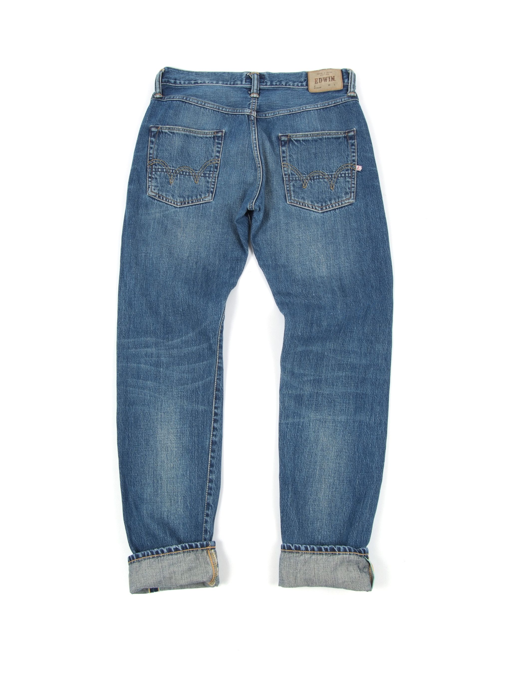 Edwin × Japanese Brand EDWIN ED55 Rainbow Selvedge Japanese Denim Jeans (31) Size US 31 - 3 Thumbnail