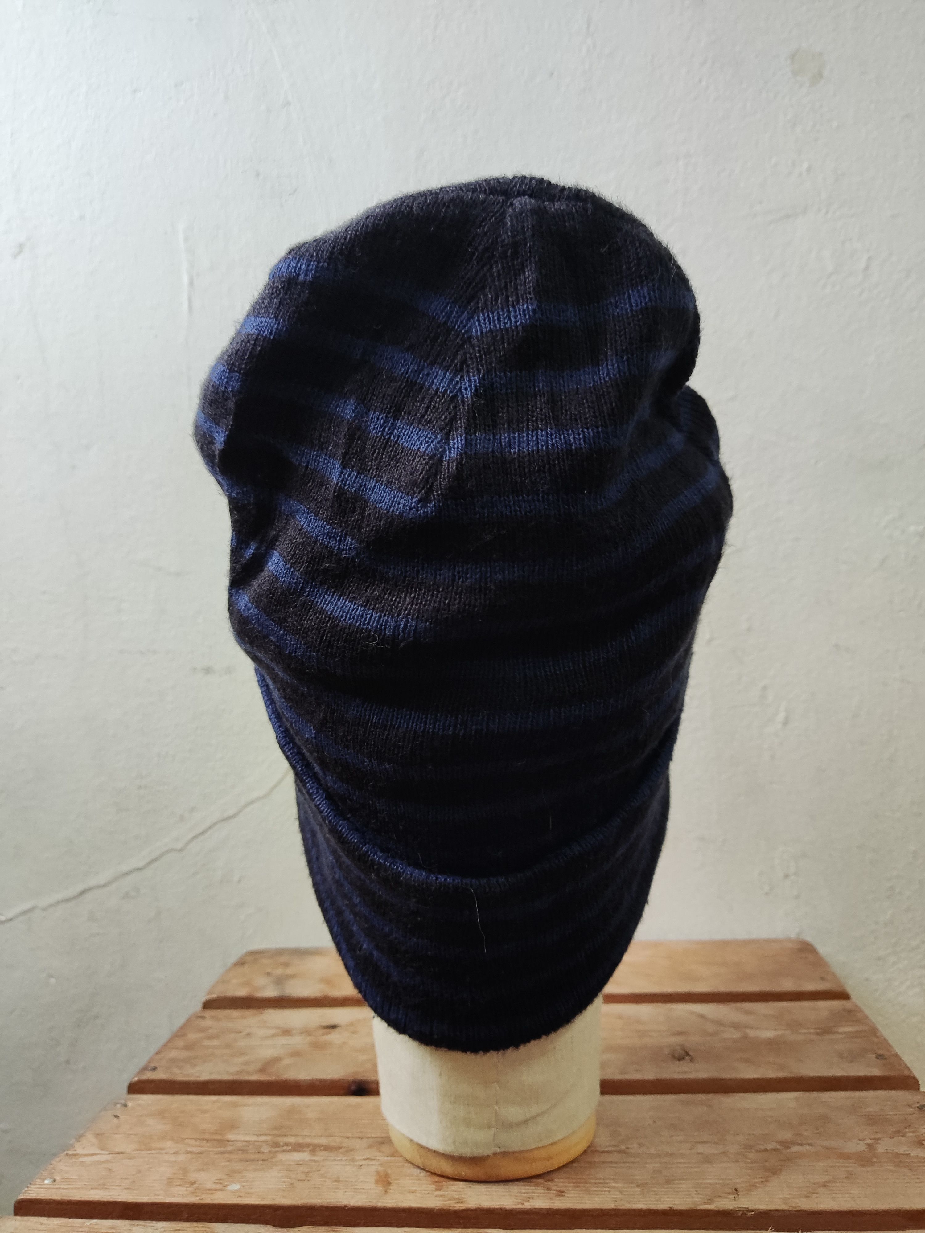 Japanese Brand Japanese Blue Striped Beanie Hat Size ONE SIZE - 5 Thumbnail