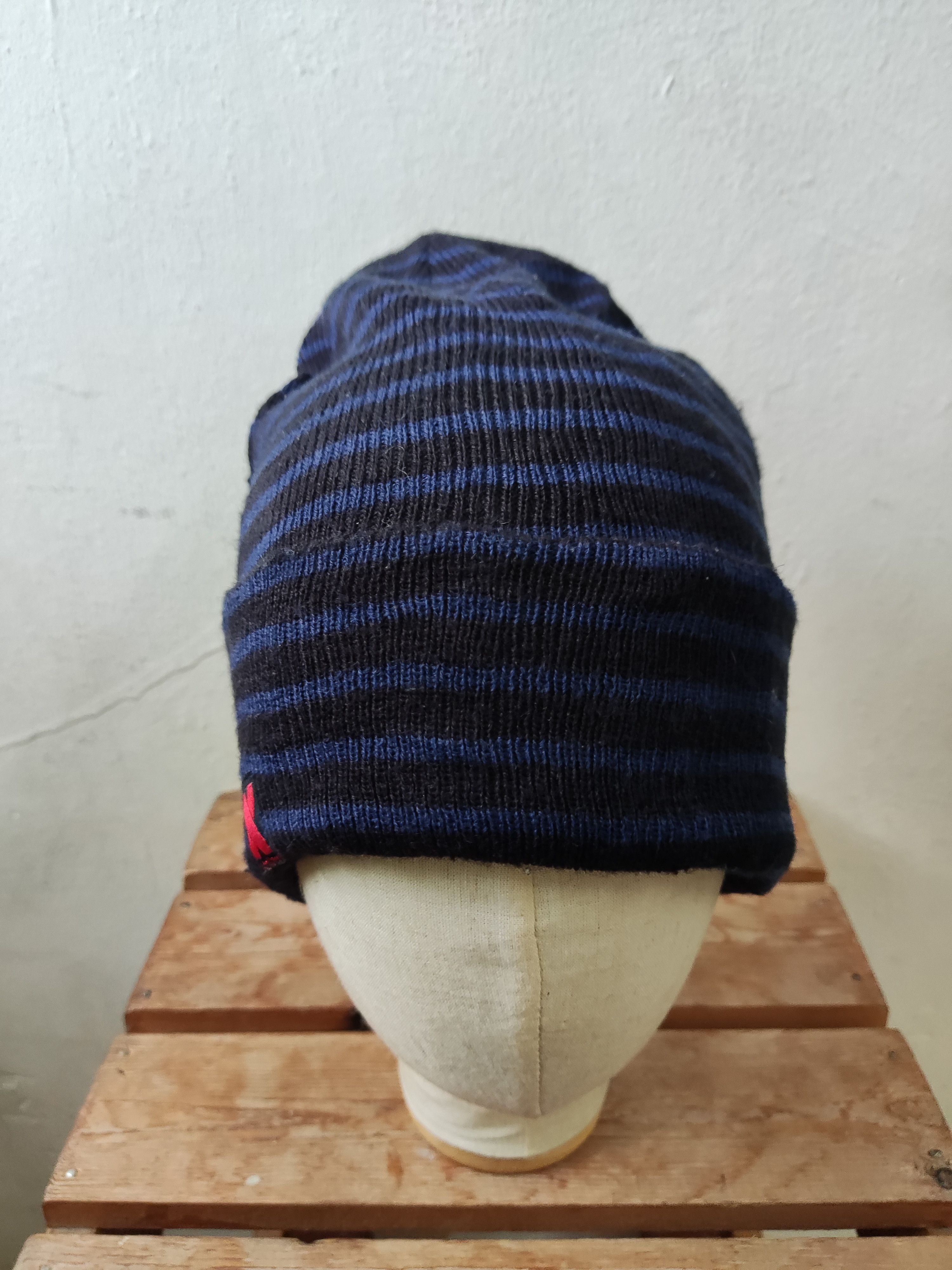 Japanese Brand Japanese Blue Striped Beanie Hat Size ONE SIZE - 3 Thumbnail