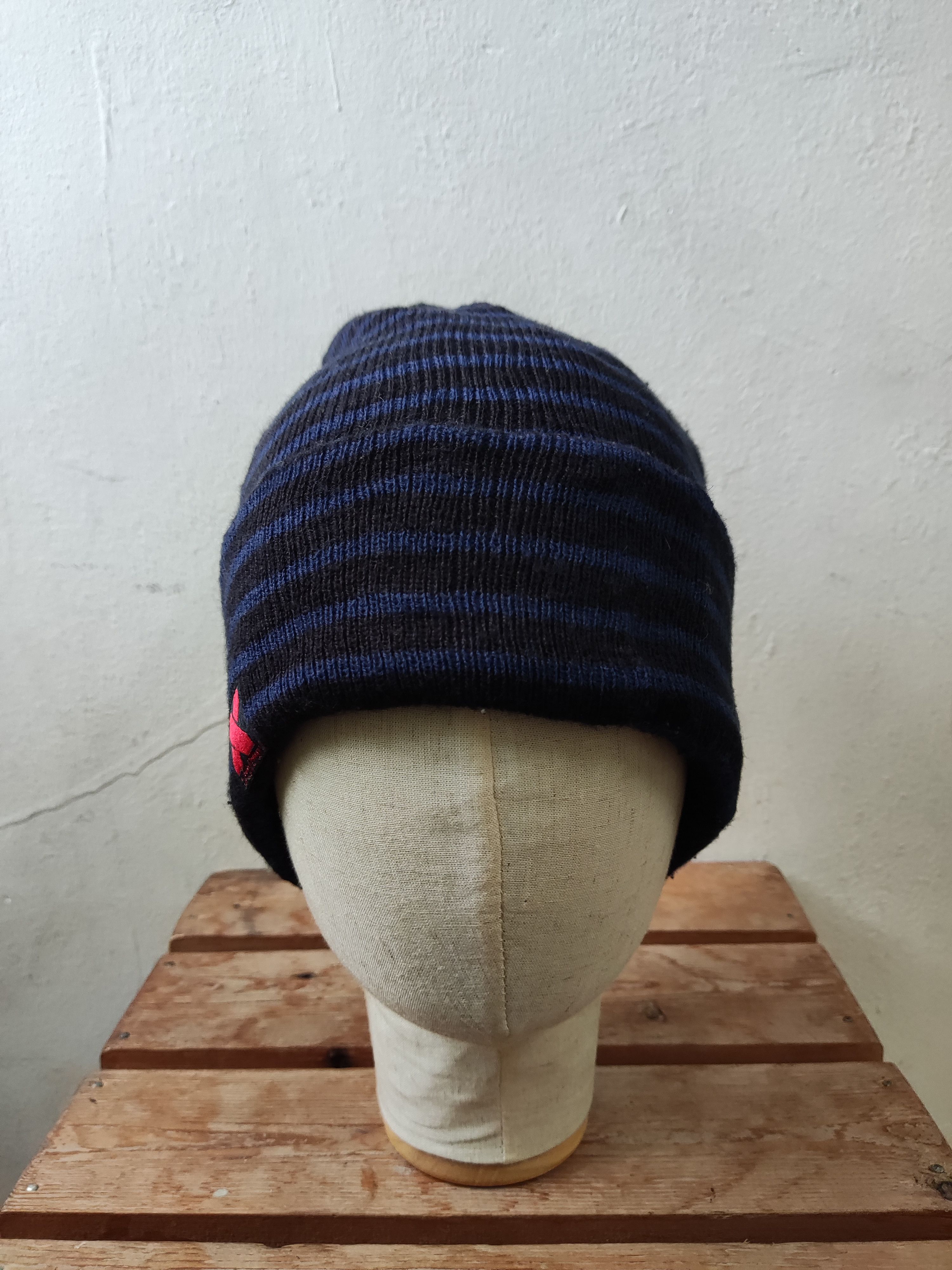 Japanese Brand Japanese Blue Striped Beanie Hat Size ONE SIZE - 2 Thumbnail