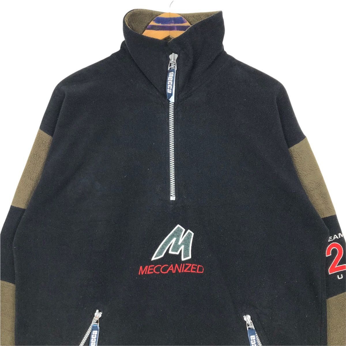Mecca Vintage 90s Mecca USA Mock Neck Fleece Sweater Embroidery Size US XL / EU 56 / 4 - 4 Thumbnail