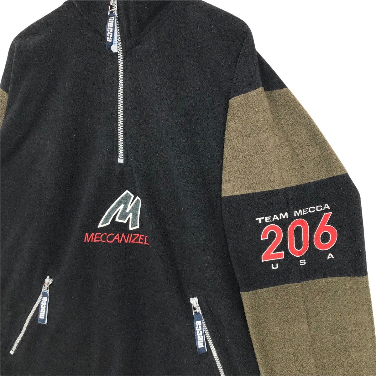 Mecca Vintage 90s Mecca USA Mock Neck Fleece Sweater Embroidery Size US XL / EU 56 / 4 - 7 Thumbnail