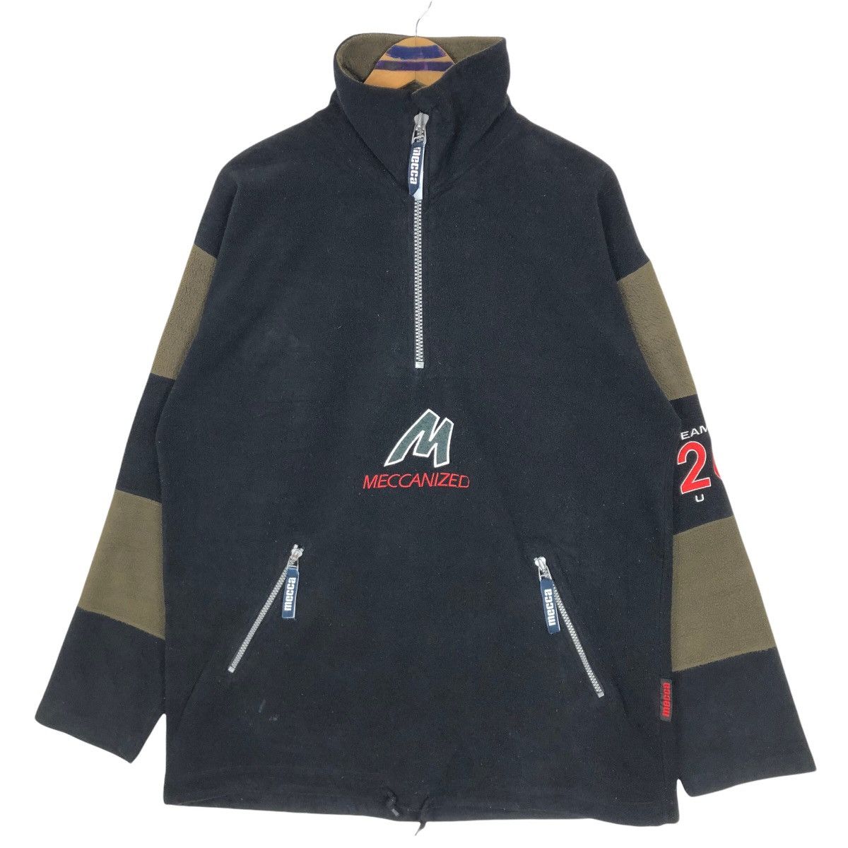 Mecca Vintage 90s Mecca USA Mock Neck Fleece Sweater Embroidery Size US XL / EU 56 / 4 - 2 Thumbnail
