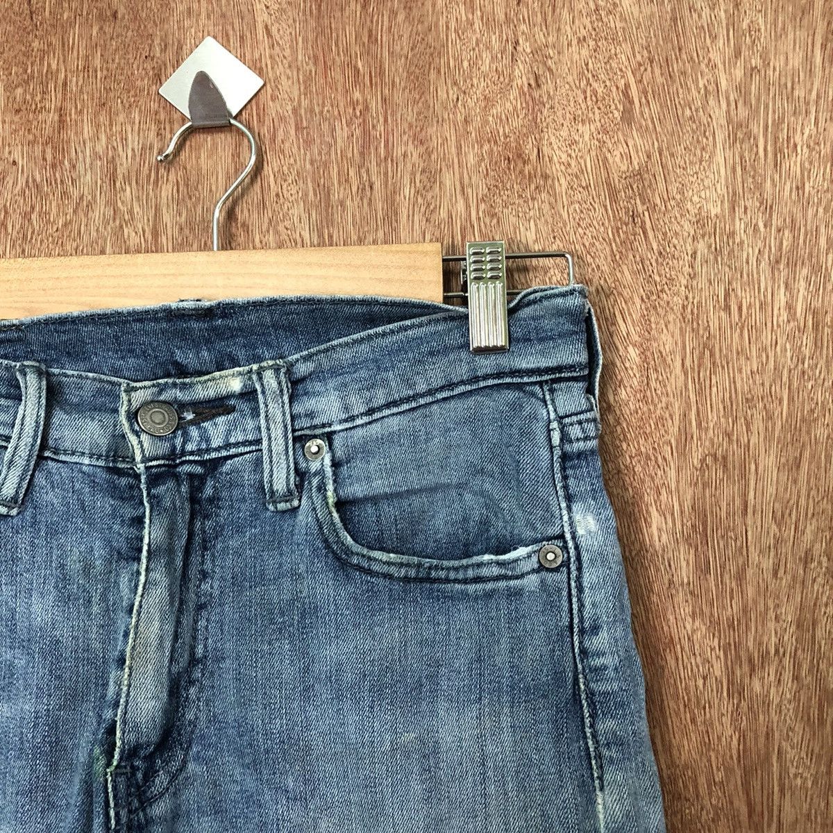 Levi's 513 Levis Blue distressed Denim jeans pants #6385 Size US 26 / EU 42 - 5 Thumbnail