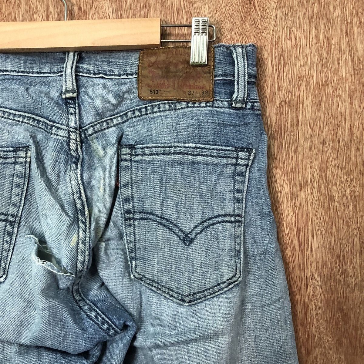 Levi's 513 Levis Blue distressed Denim jeans pants #6385 Size US 26 / EU 42 - 10 Thumbnail