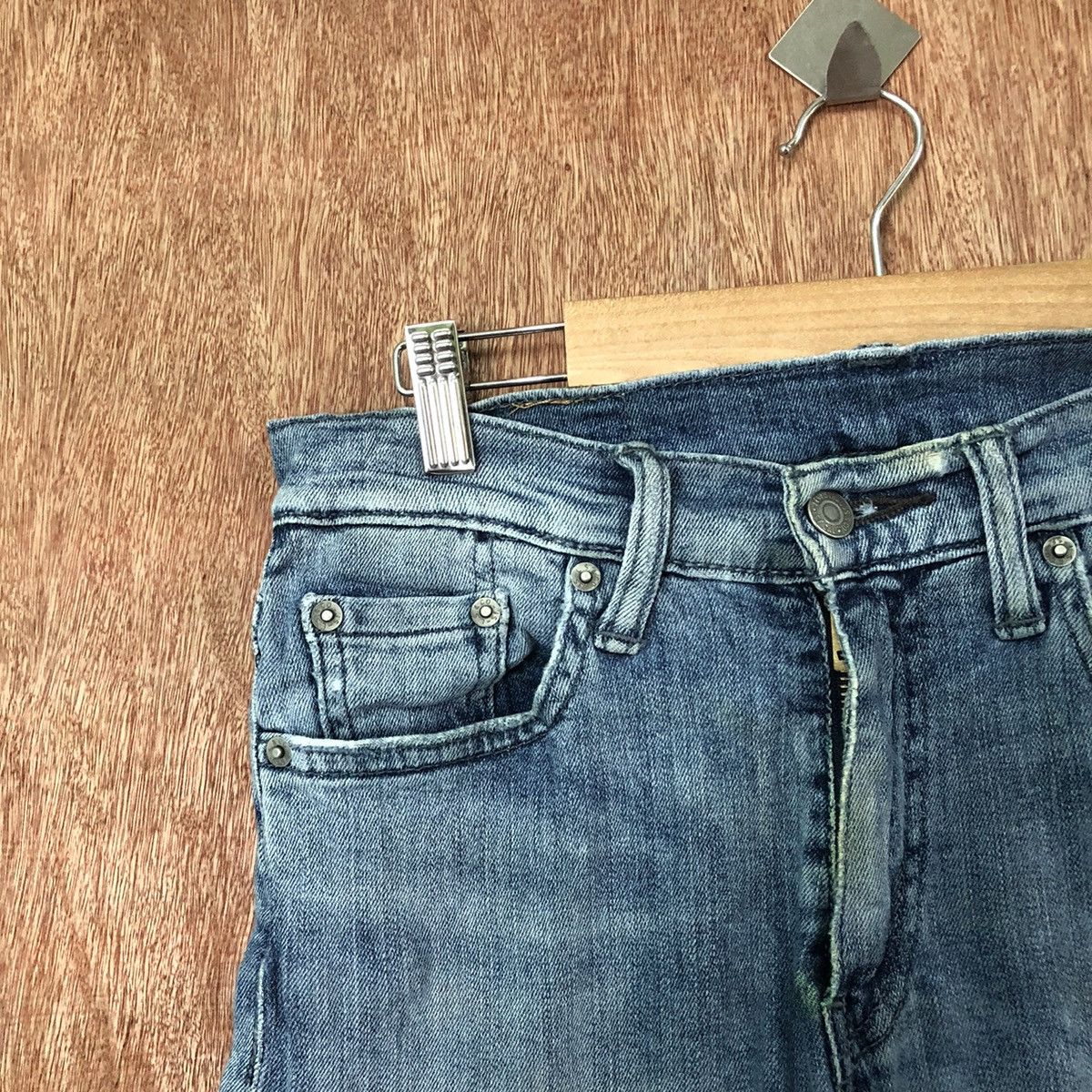 Levi's 513 Levis Blue distressed Denim jeans pants #6385 Size US 26 / EU 42 - 4 Thumbnail