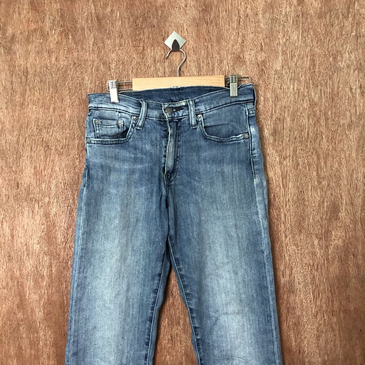 Levi's 513 Levis Blue distressed Denim jeans pants #6385 Size US 26 / EU 42 - 2 Thumbnail