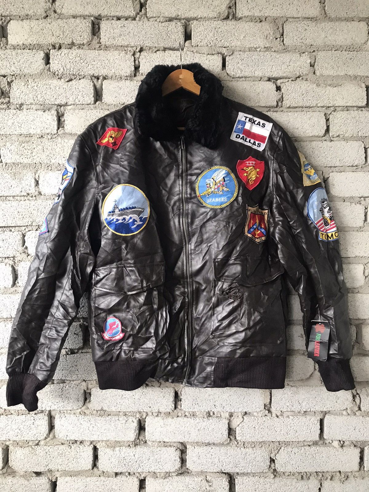 Fox Military Outdoor × Military Leather Jacket US Navy Style Full ...
