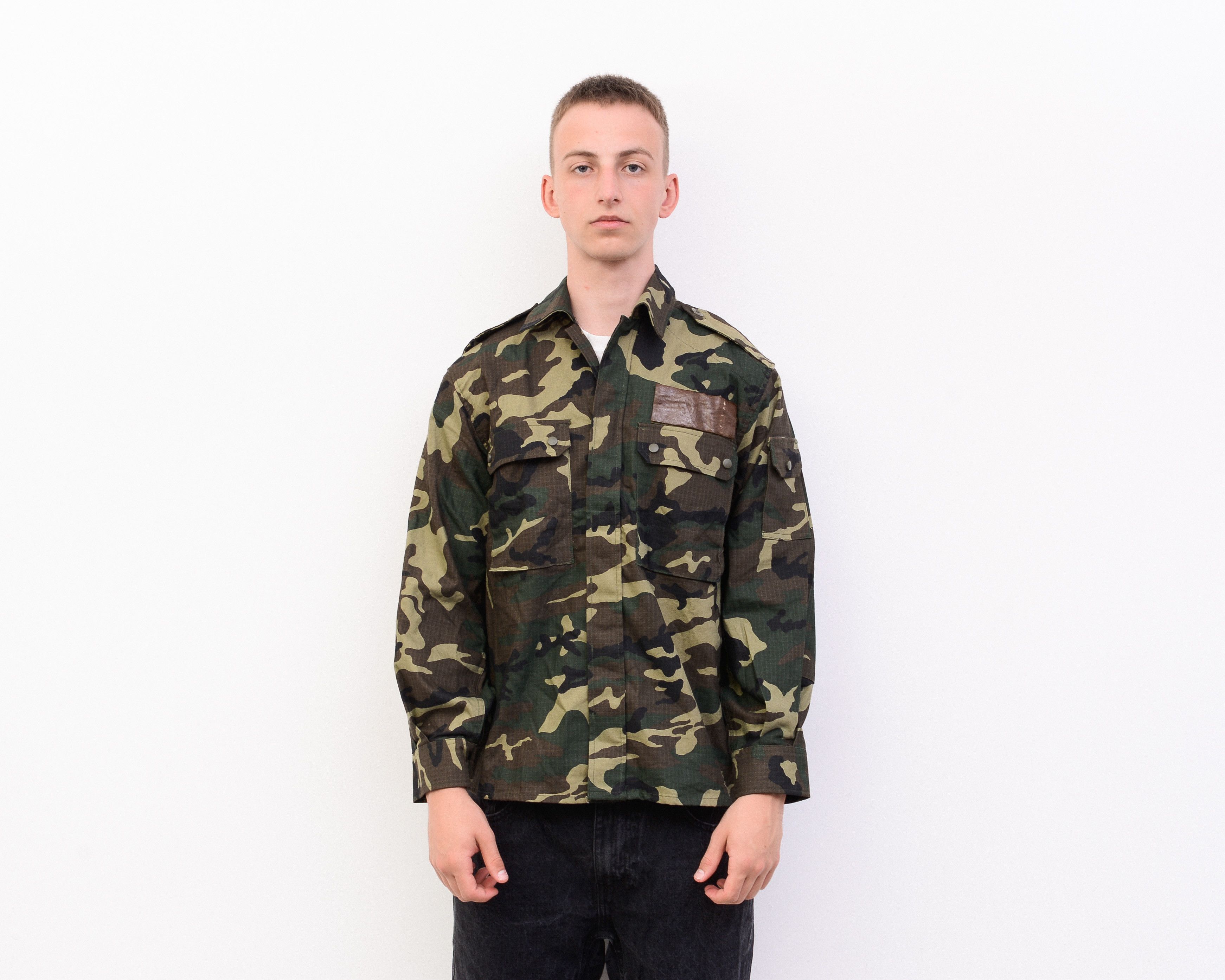 Vintage SPANISH ARMY Jacket Coat Camo Combat Military Shirt Spain Size US S / EU 44-46 / 1 - 2 Thumbnail
