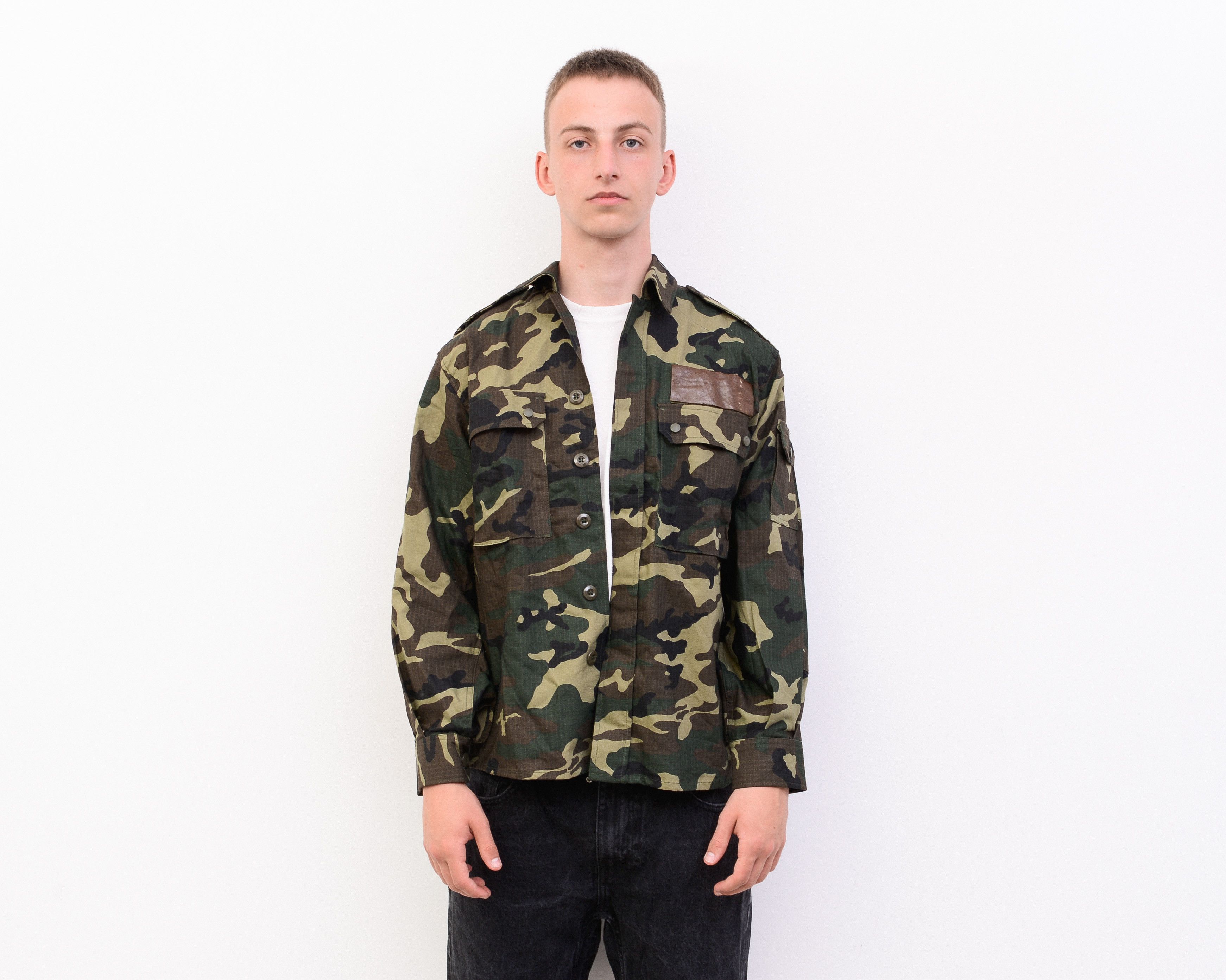 Vintage SPANISH ARMY Jacket Coat Camo Combat Military Shirt Spain Size US S / EU 44-46 / 1 - 1 Thumbnail