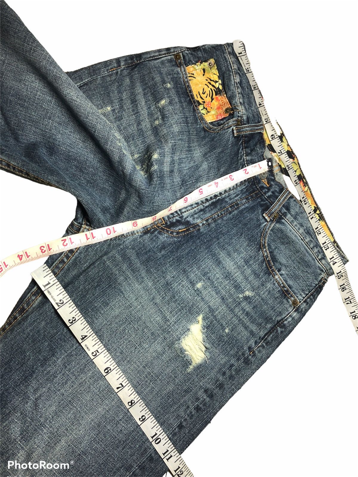Other WIDE LEG⚡️⚡️DISTRESSED WASHED BLUE DENIM Size US 30 / EU 46 - 4 Thumbnail