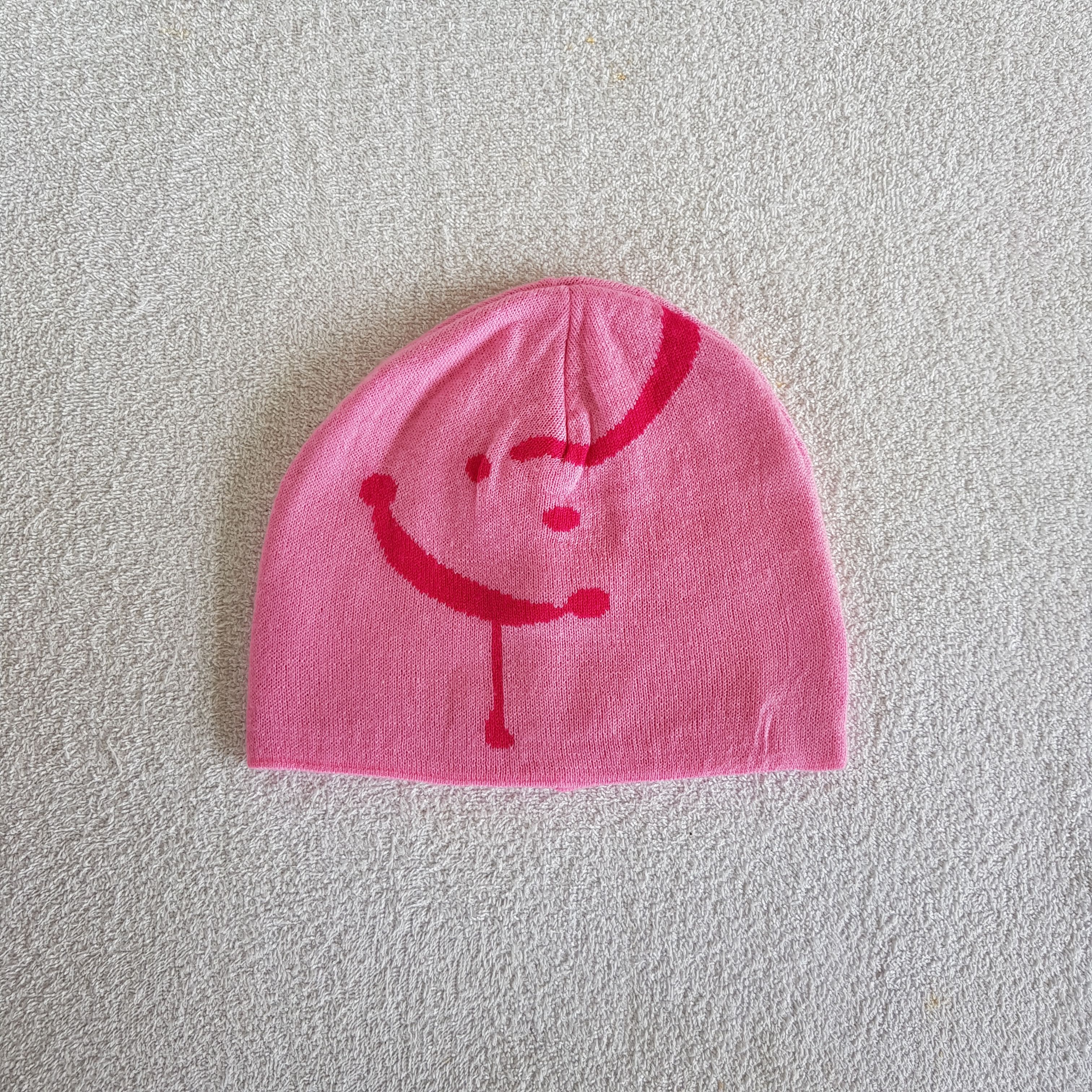 Japanese Brand × Vintage Smile Face Beanie Homespun Knitted Snow Cap Pinky Hats Size ONE SIZE - 5 Thumbnail