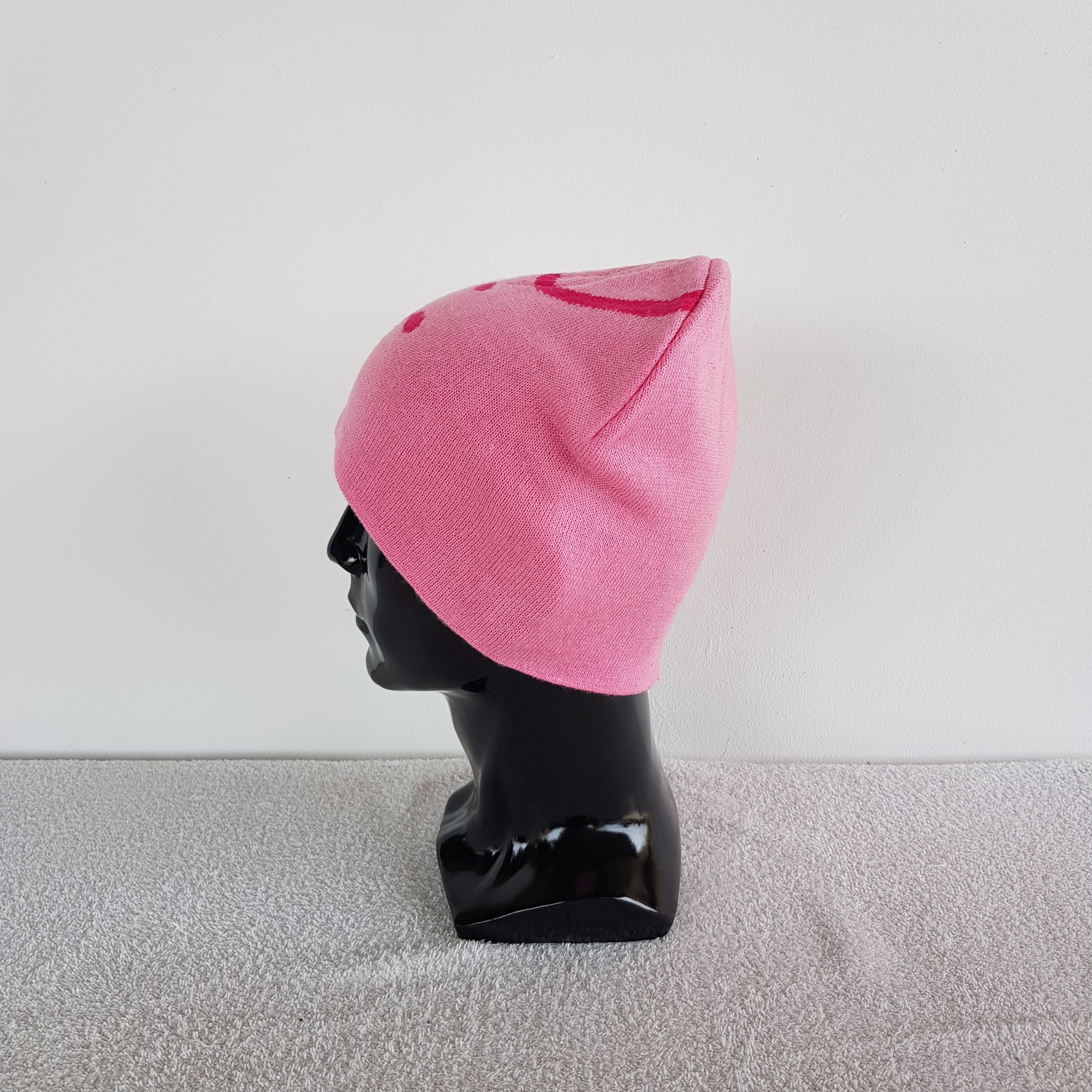 Japanese Brand × Vintage Smile Face Beanie Homespun Knitted Snow Cap Pinky Hats Size ONE SIZE - 4 Thumbnail