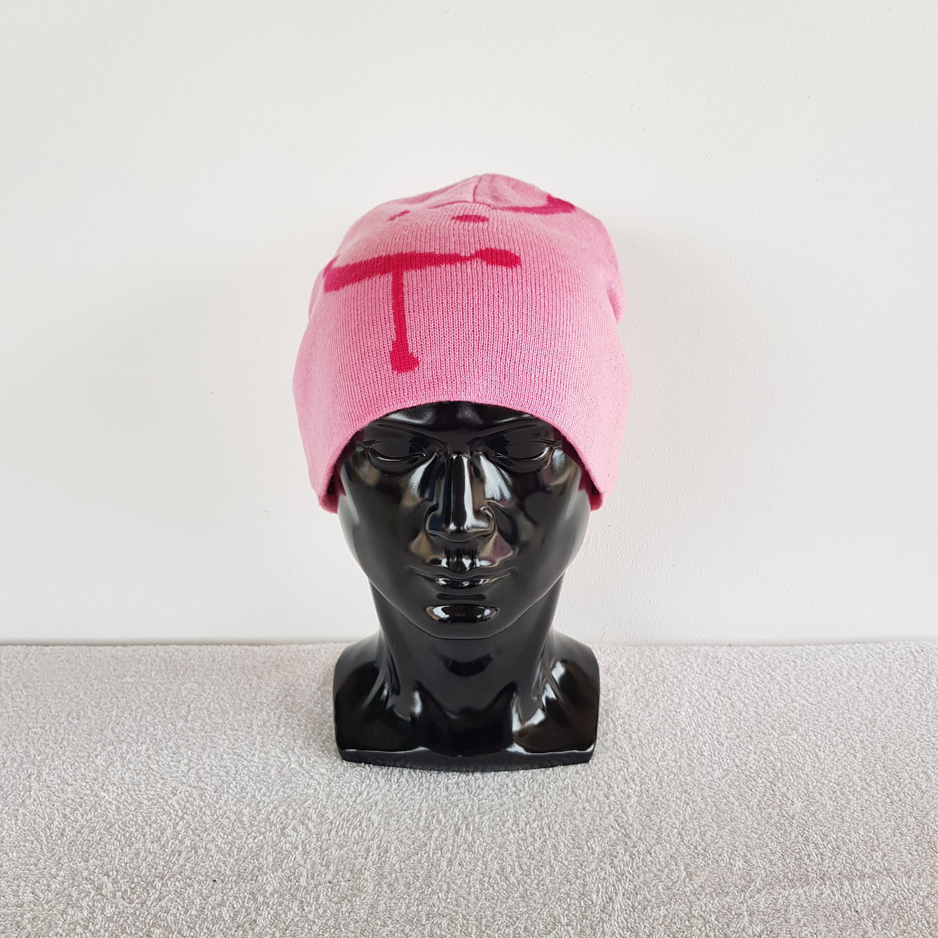 Japanese Brand × Vintage Smile Face Beanie Homespun Knitted Snow Cap Pinky Hats Size ONE SIZE - 1 Thumbnail