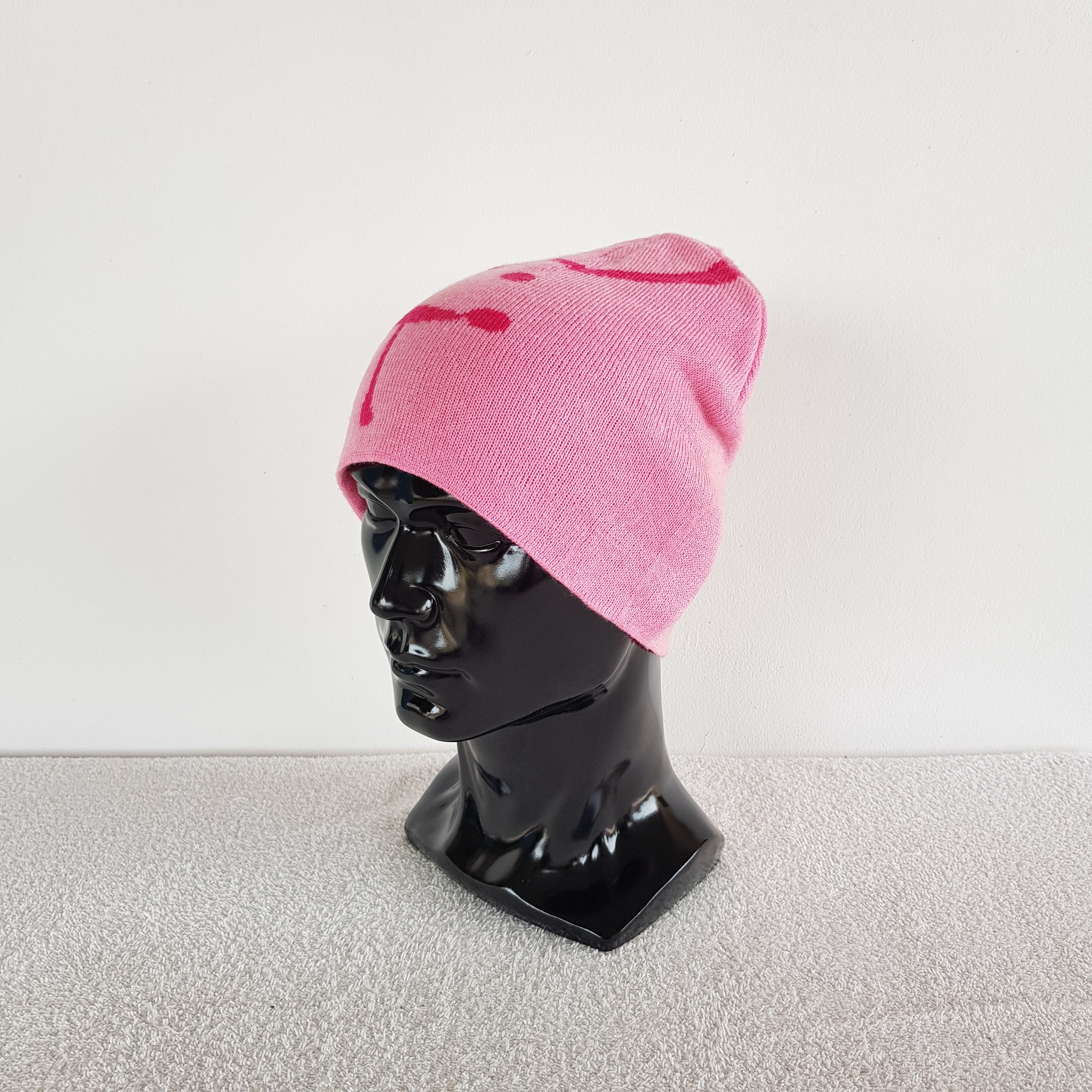 Japanese Brand × Vintage Smile Face Beanie Homespun Knitted Snow Cap Pinky Hats Size ONE SIZE - 2 Thumbnail
