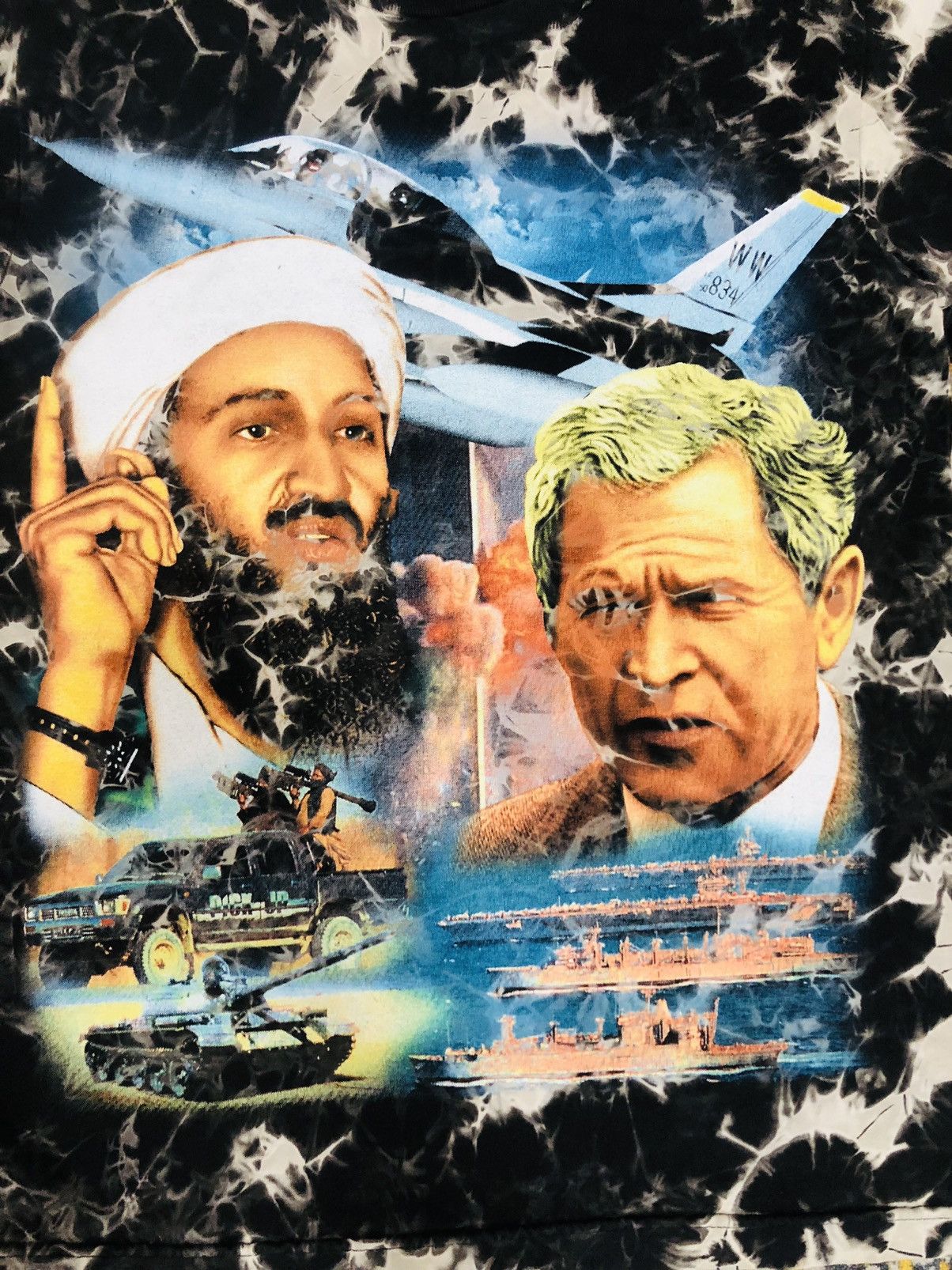 Vintage OSAMA BIN LADEN X BUSH BOOTLEG TYE DYE LONG SLEEVE TSHIRT Size US S / EU 44-46 / 1 - 3 Thumbnail