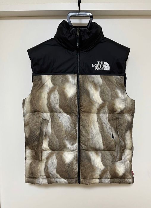 Supreme 2013AW Supreme/The North Face Fur Print Nuptse Vest Size S