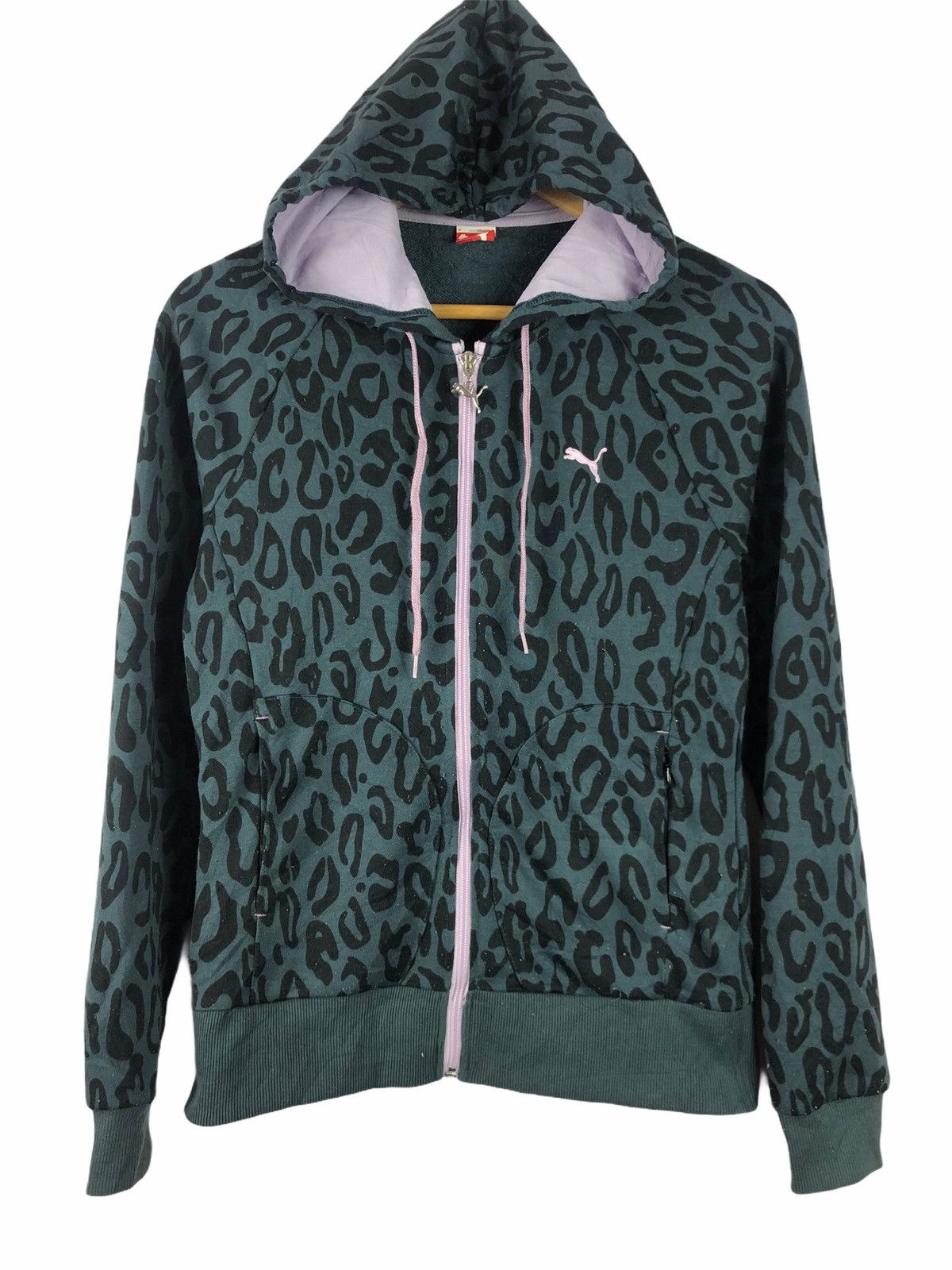 PUMA LONG SLEEVE BLACK LEOPARD SKIN HOODIES SWEATSHIRT