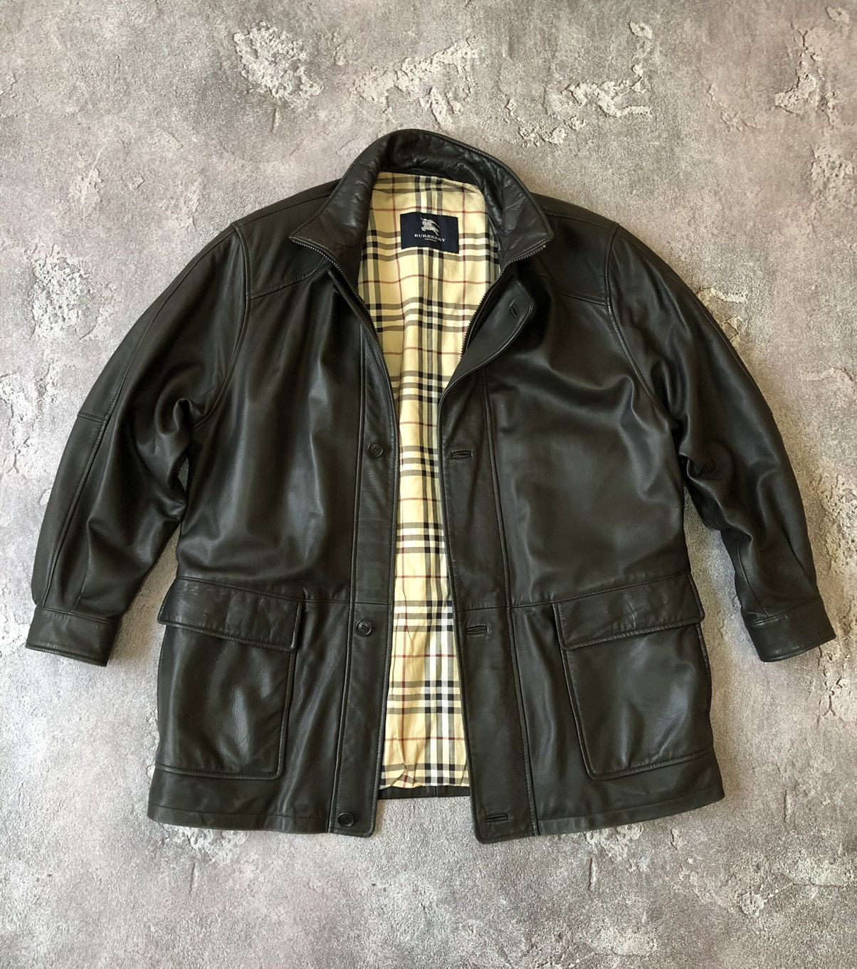 Vintage Vintage Burberry Gangster Leather Jacket | Grailed