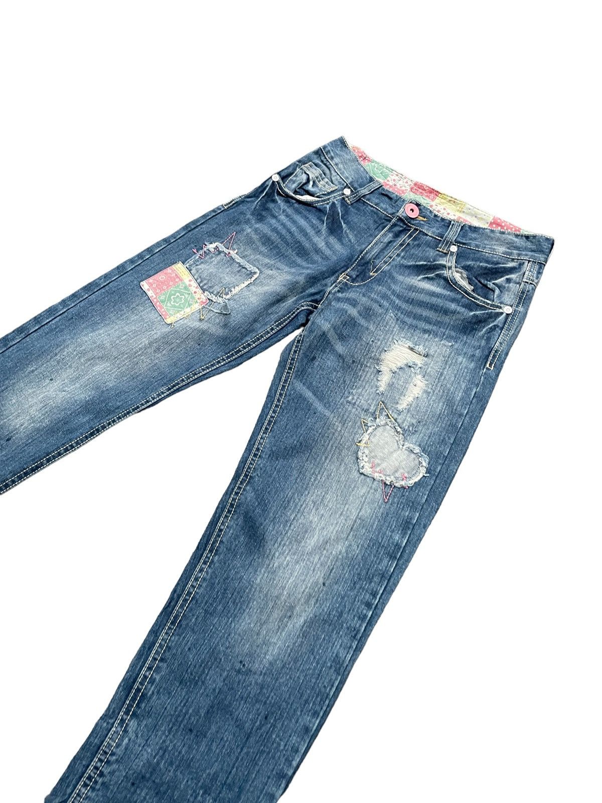 Japanese Brand Japanese Estacot Distresed Patches Denim Size 31" - 3 Thumbnail