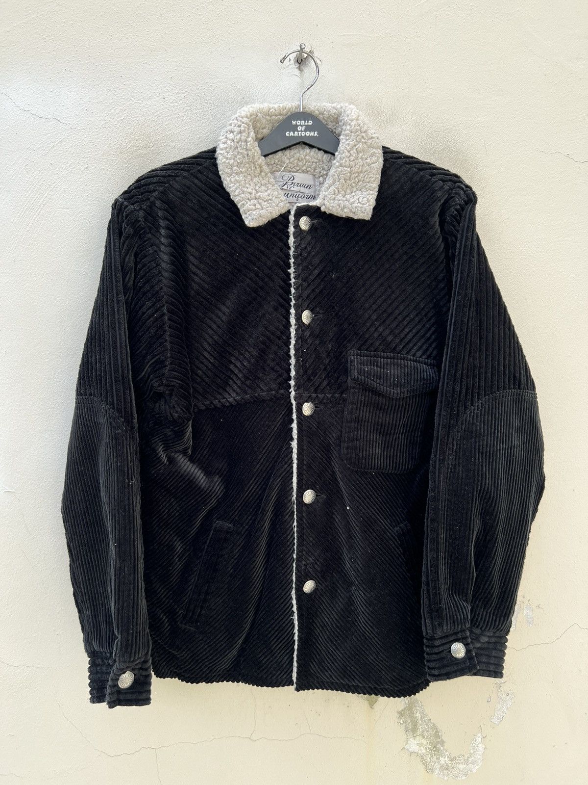 Vintage Birvin Uniform Japan Black Cord Sherpa Lined Button Jacket Size US L / EU 52-54 / 3 - 6 Thumbnail
