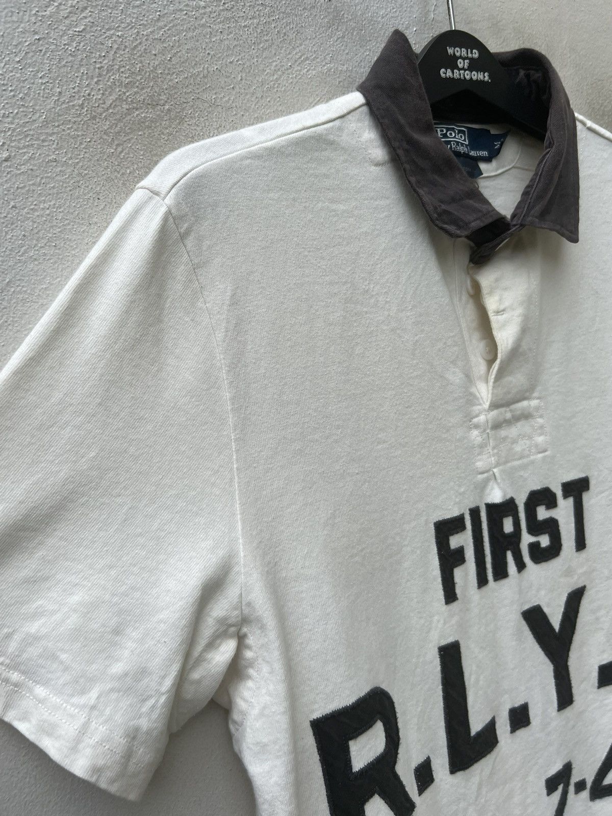 Polo Ralph Lauren VTG 90s Polo Ralph Lauren Spell Out Short Sleeve Rugby Polo Size US M / EU 48-50 / 2 - 11 Thumbnail