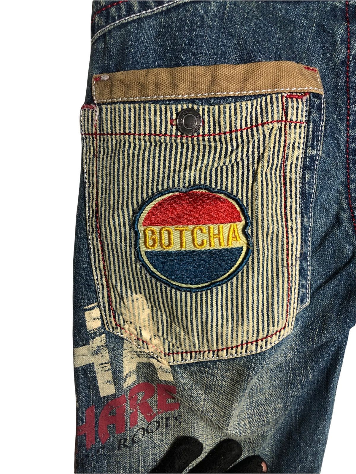 Gotcha × If Six Was Nine × Japanese Brand Japanese Brand Gotcha Distressed Patchwork jeans Size US 33 - 6 Thumbnail