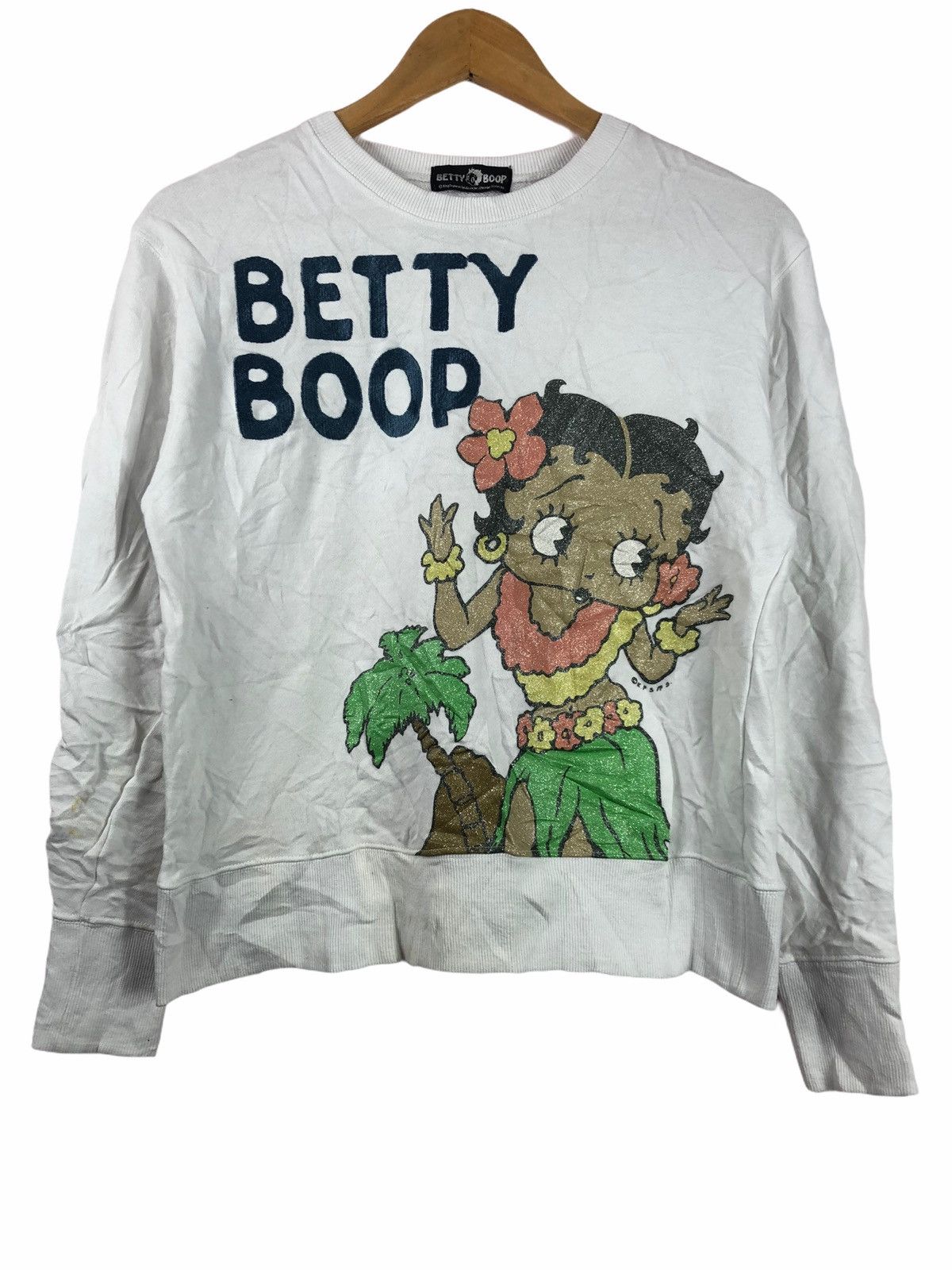 VINTAGE BETTY BOOP LONG SLEEVE WHITE SWEATSHIRT