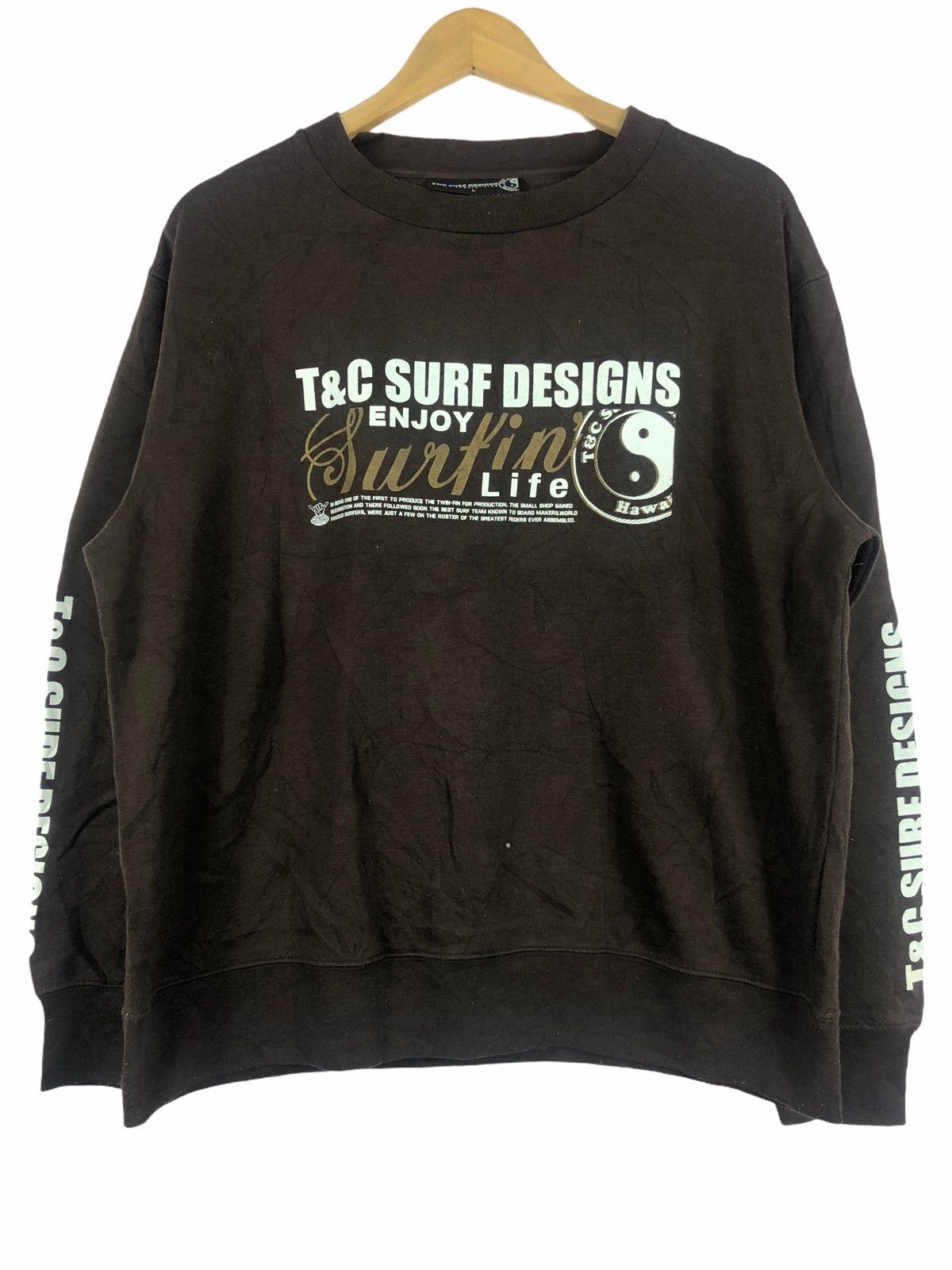 Vintage VINTAGE T&C SURF DESIGNS ENJOY LIFE BROWN SWEATSHIRT Size US L / EU 52-54 / 3 - 1 Thumbnail