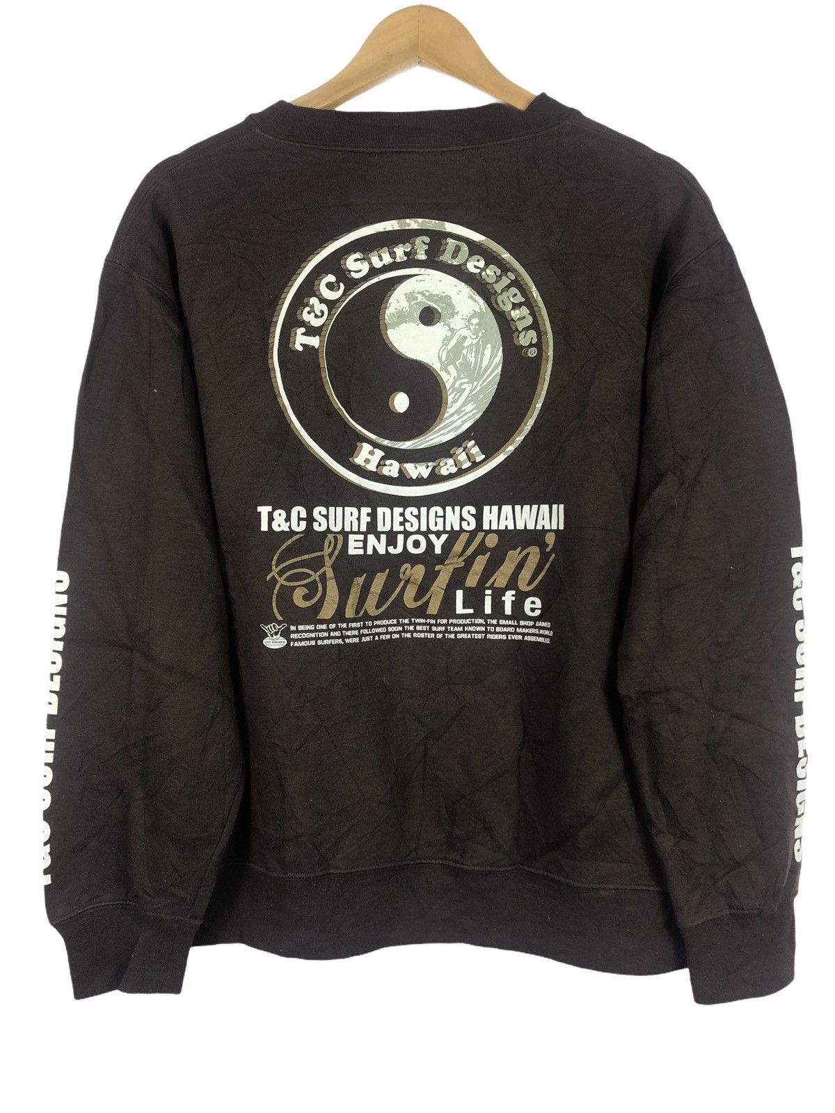 Vintage VINTAGE T&C SURF DESIGNS ENJOY LIFE BROWN SWEATSHIRT Size US L / EU 52-54 / 3 - 2 Thumbnail