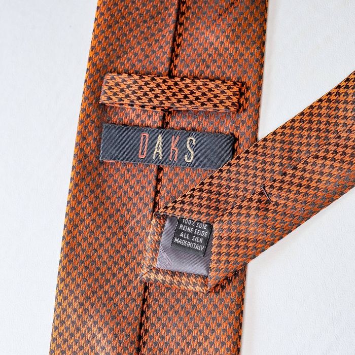 Daks London DAKS London Silk Necktie Copper & Black mini-check | Grailed