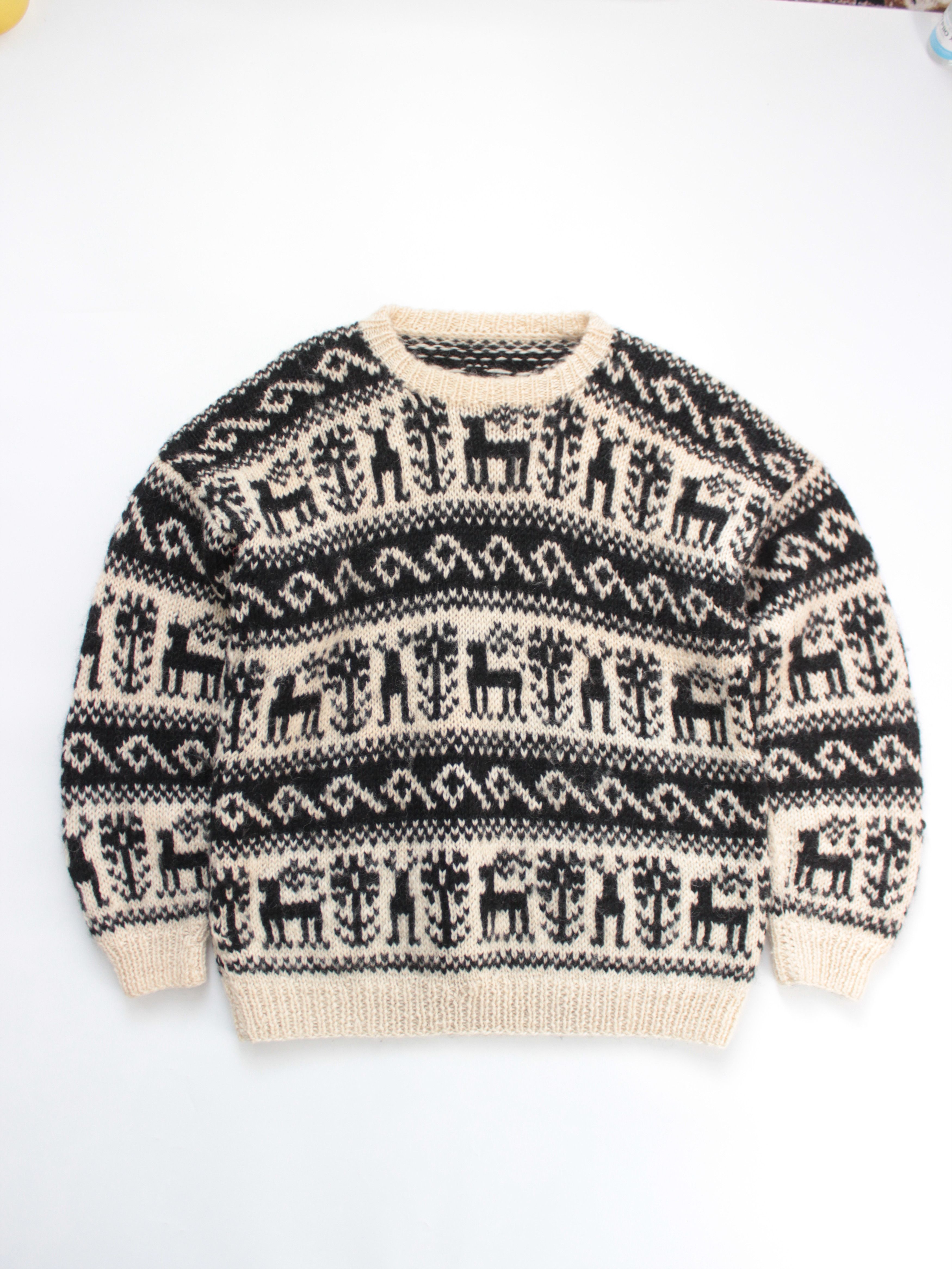 Vintage Vintage Retro deer knitted wool sweater Size US L / EU 52-54 / 3 - 6 Thumbnail