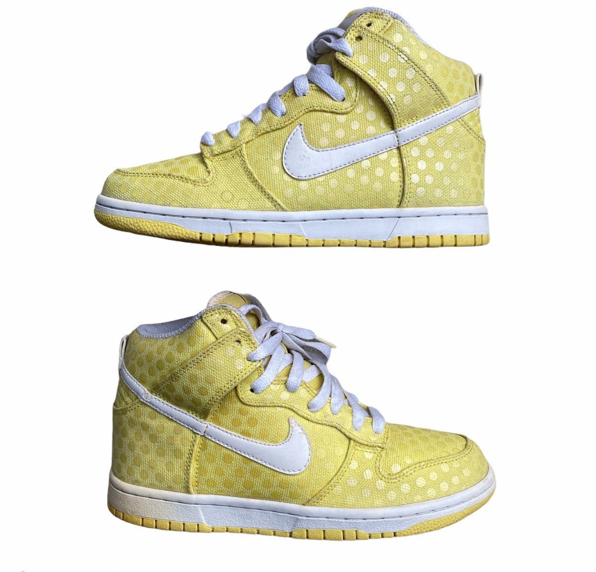 Nike × Vintage Nike Dunk High Polka Dot Vibrant Yellow White 2010 Size US 5.5 / EU 38 - 3 Thumbnail