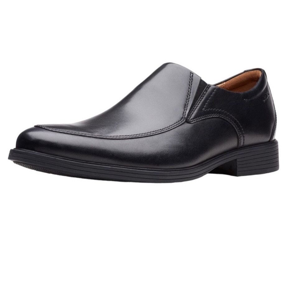 Clarks Men's Whiddon Step Loafers- Black Leather