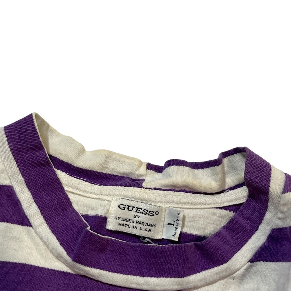 Guess × Vintage 90s Guess Jeans USA Striped Shirt Purple/White Size US L / EU 52-54 / 3 - 4 Thumbnail