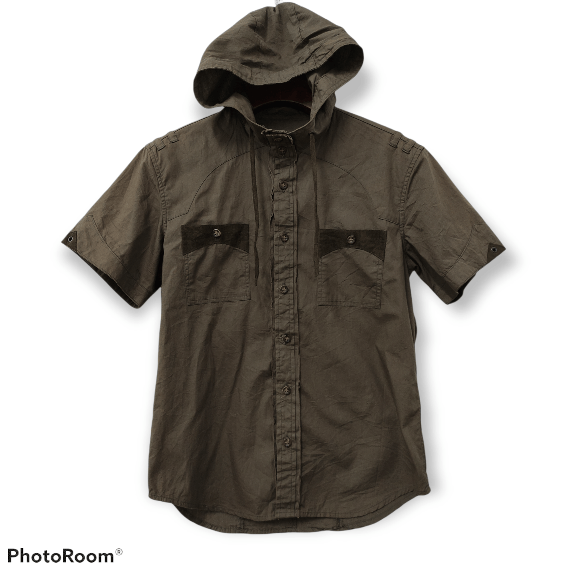 PPFM PPFM BUTTON UP SHORT SLEEVE WITH HOODIE Size US XS / EU 42 / 0 - 1 Thumbnail