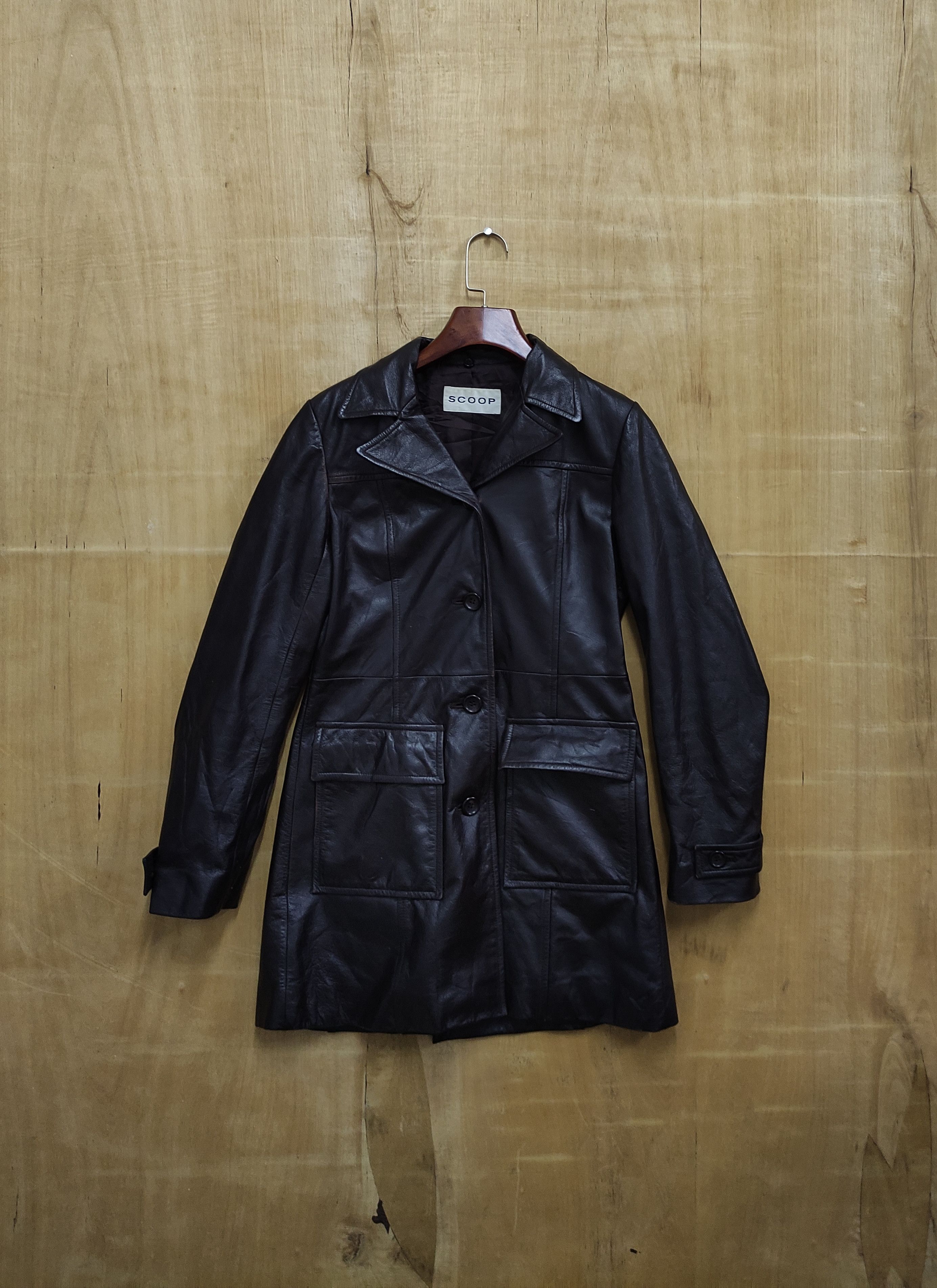 Leather SCOOP LEATHER COW HIDE LONG COAT JACKET WOMEN STYLE Size ONE SIZE - 1 Thumbnail