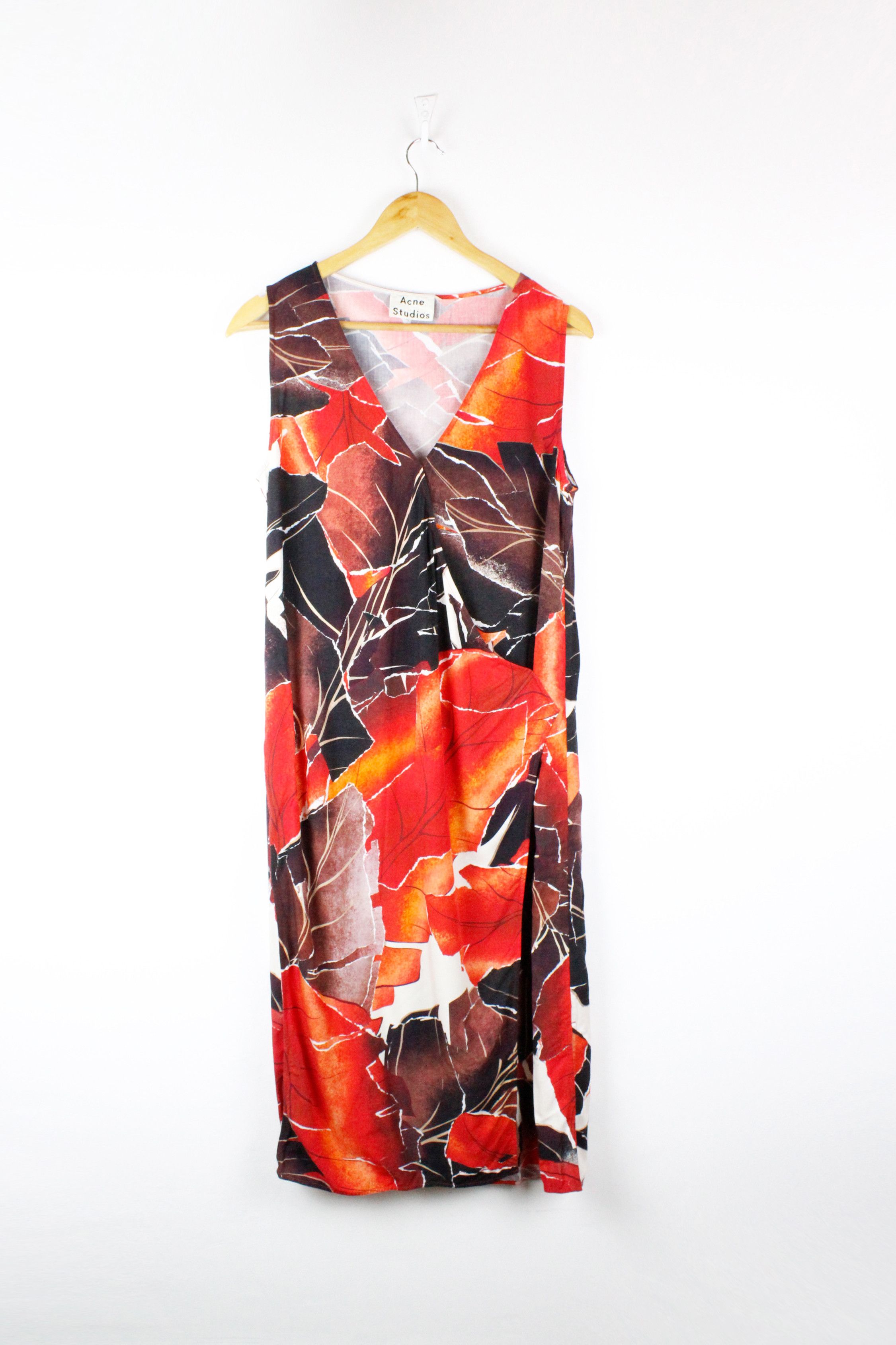 Acne Studios Womens Acne Studios Marzel Vi Pr Brown/Red Leave Tunic Dress Size M / US 6-8 / IT 42-44 - 4 Thumbnail