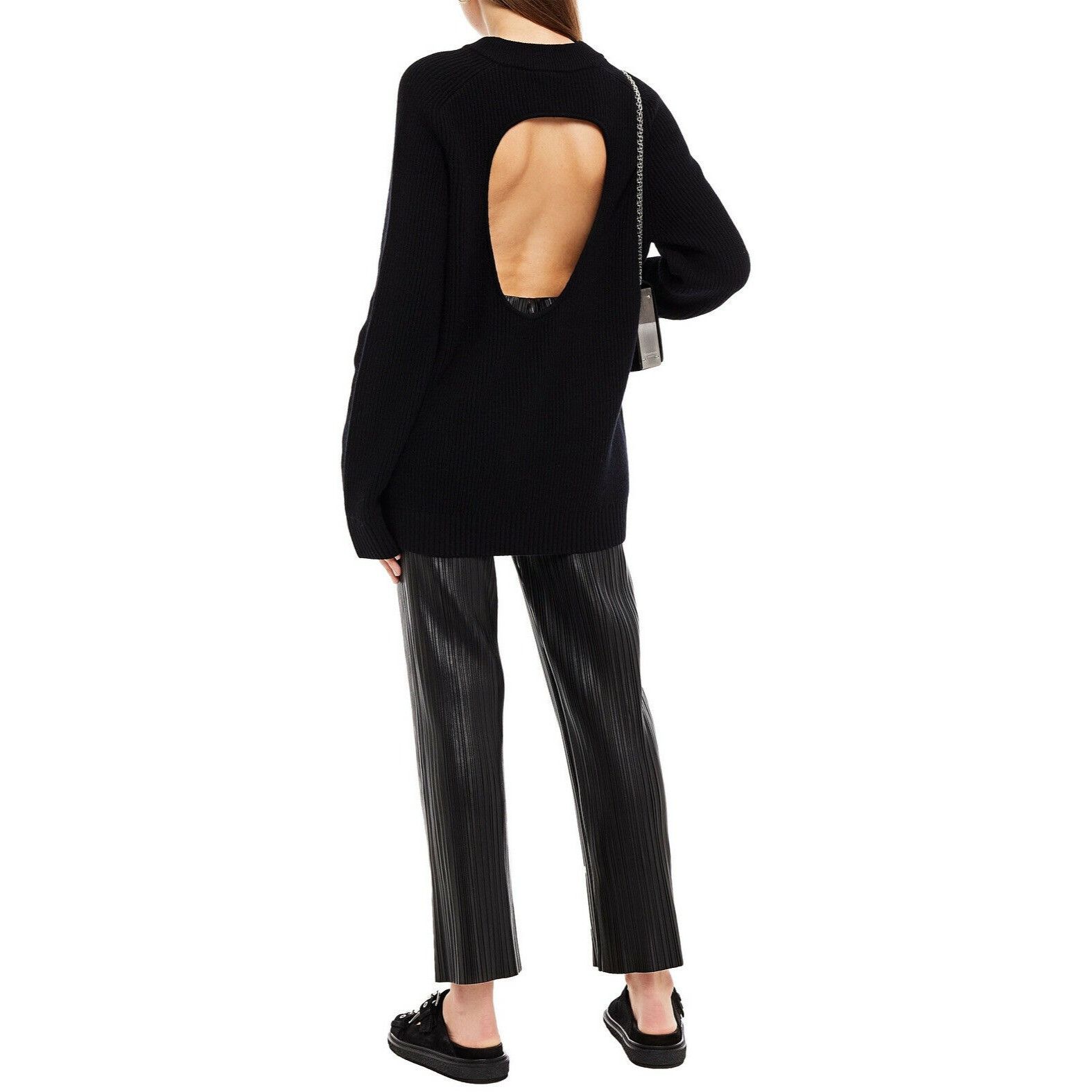 Helmut Lang Cutout Ribbed Wool Cashmere V Neck Size S / US 4 / IT 40 - 1 Thumbnail