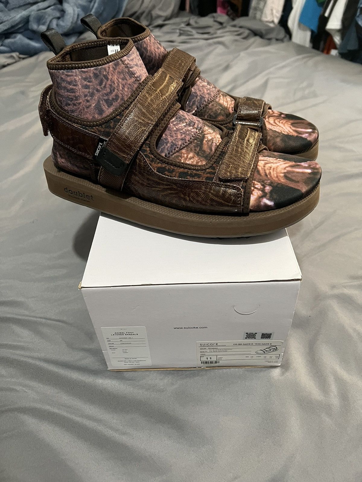 image of Doublet x Suicoke Trex Sandals in Brown, Men's (Size 11)