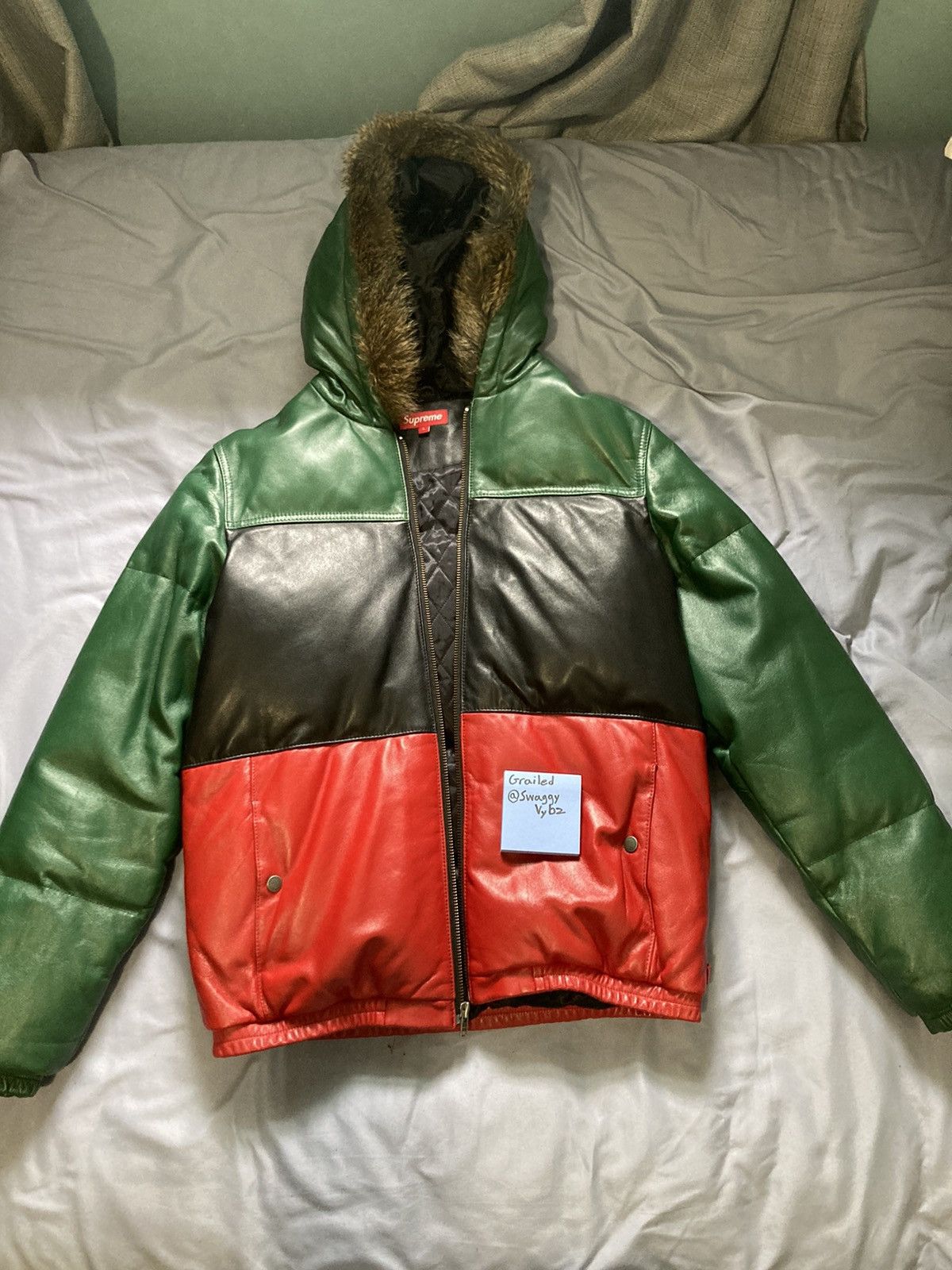 Supreme 12aw Leather Down Jacket - レザージャケット