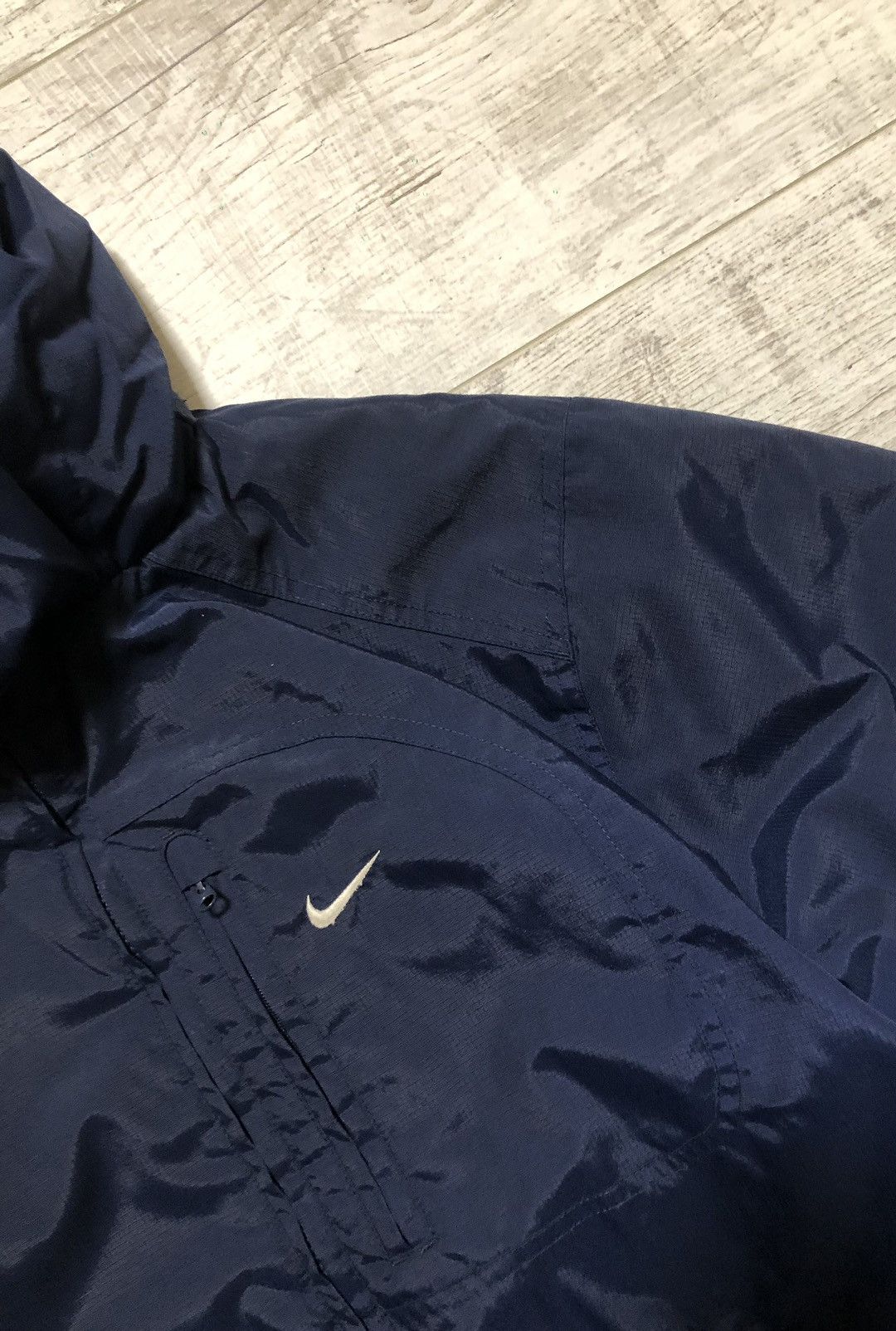 Nike × Vintage Vintage Y2K Nike Nylon Drill Light Puffer Jacket Big Logo Size US S / EU 44-46 / 1 - 5 Thumbnail