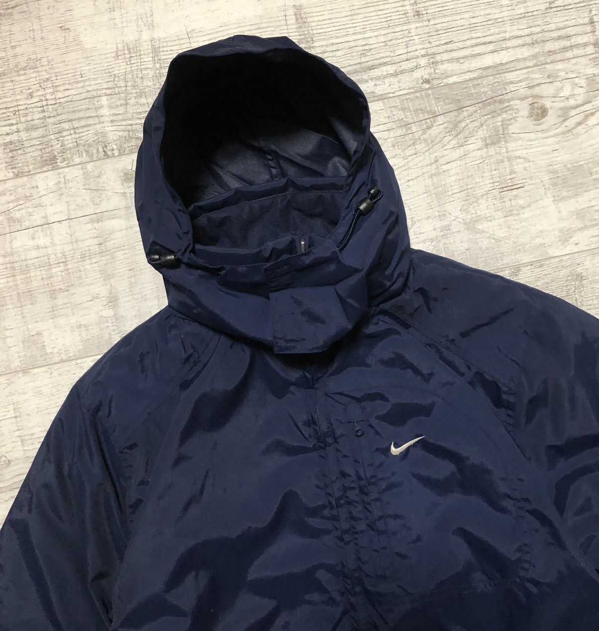 Nike × Vintage Vintage Y2K Nike Nylon Drill Light Puffer Jacket Big Logo Size US S / EU 44-46 / 1 - 4 Thumbnail