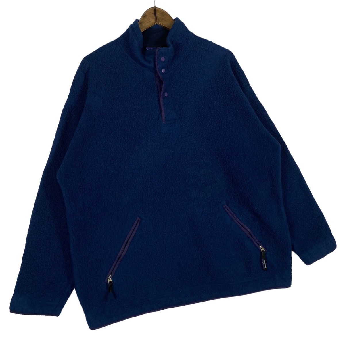 Patagonia × Vintage Vintage 90s Patagonia Snap Button Fleece Sweater Size US L / EU 52-54 / 3 - 3 Thumbnail