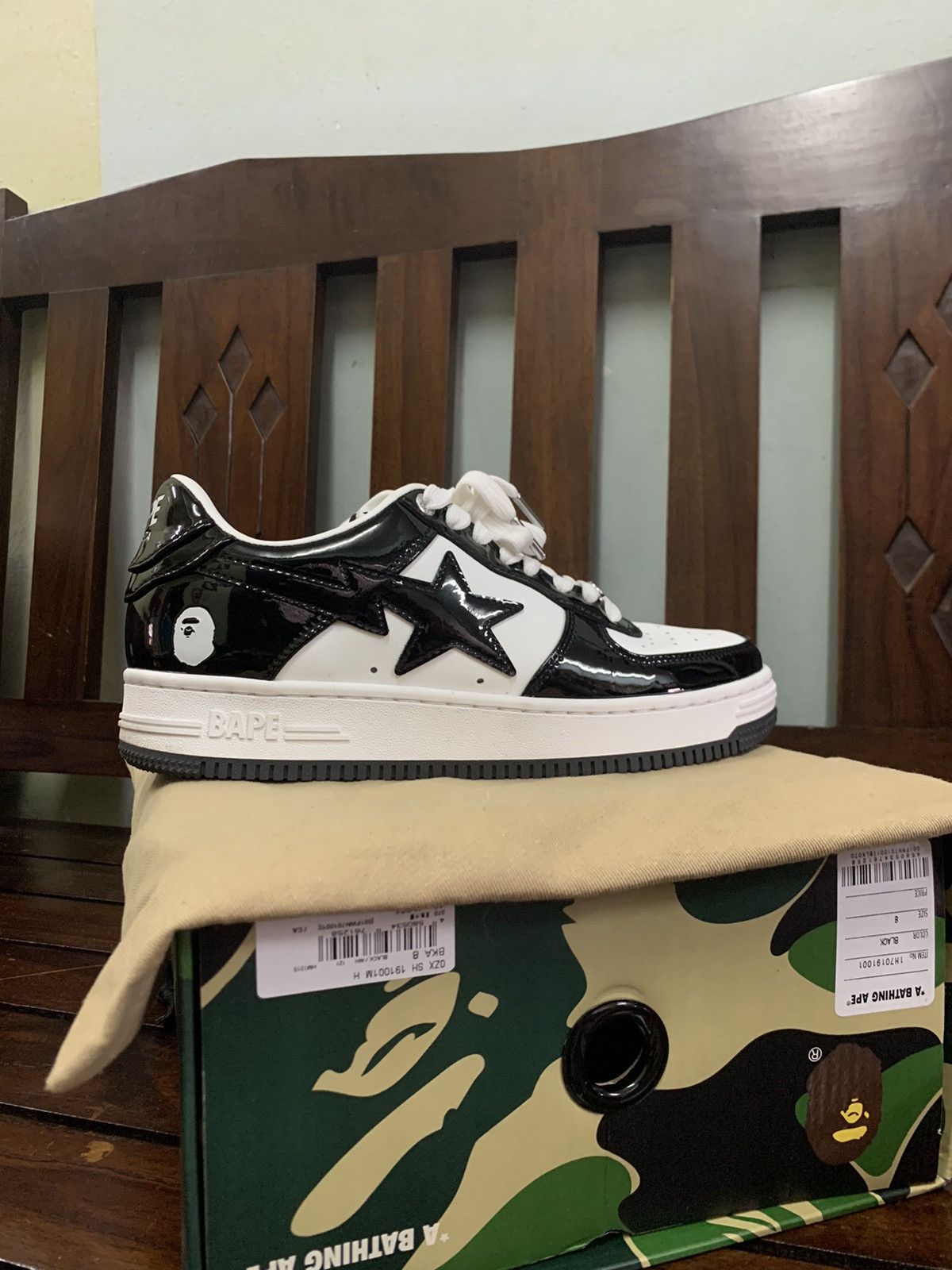 Bape A BATHING APE BAPESTA LOW BLACKWHITE PANDA Size US 8 / EU 41 - 5 Thumbnail