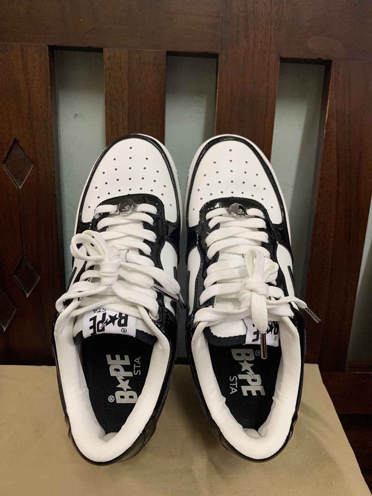 Bape A BATHING APE BAPESTA LOW BLACKWHITE PANDA Size US 8 / EU 41 - 6 Thumbnail