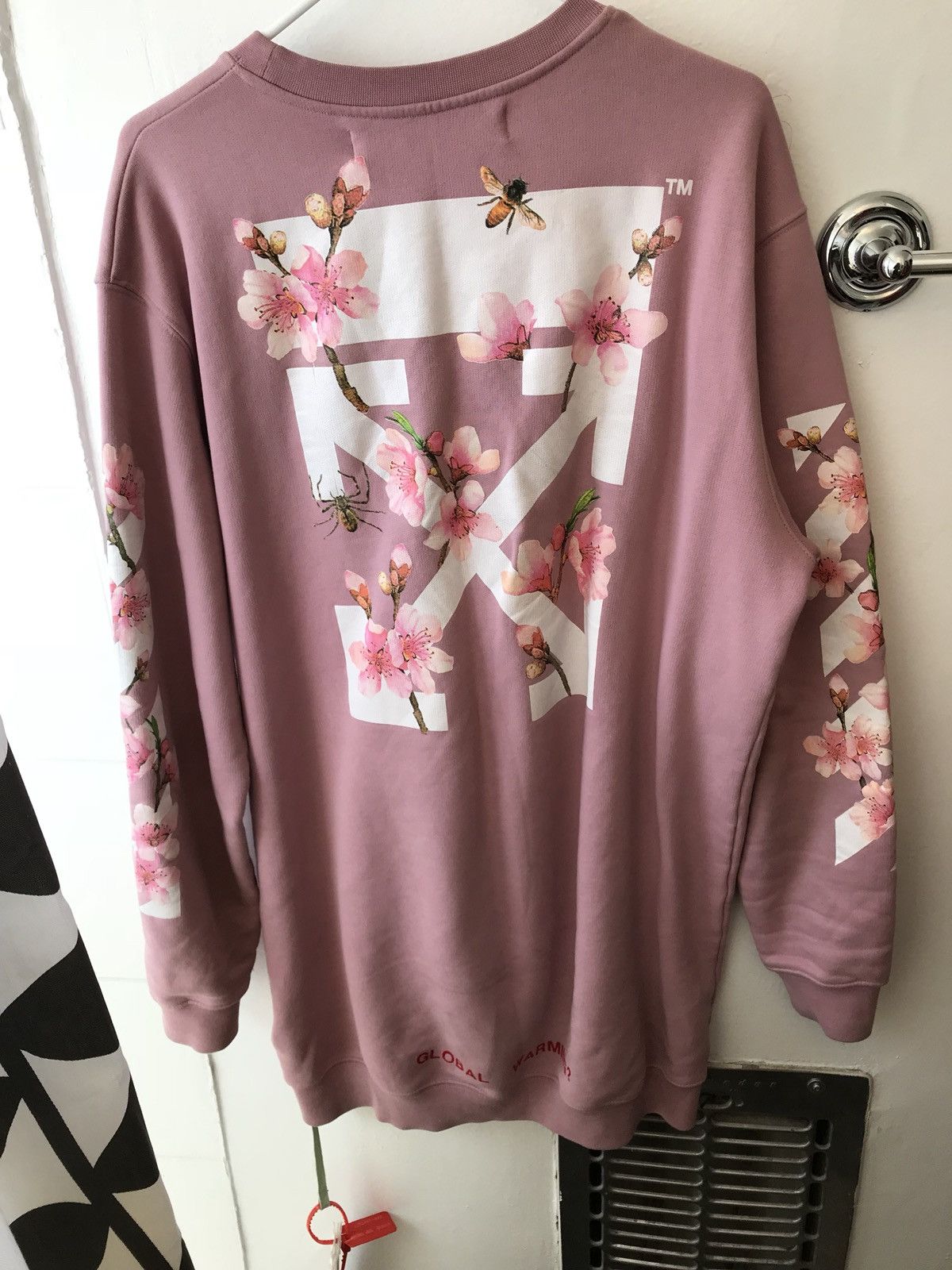 Off white global on sale warming pink hoodie