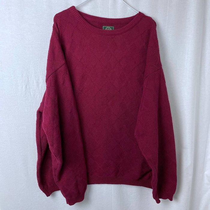 Vintage Vtg 90s Maroon Dockers Golf Knit Crewneck Sweater Argyle XL ...