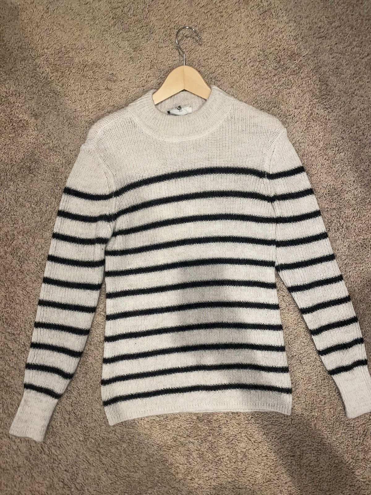 Isabel Marant Alpaca Striped Knit Sweater Mock Neck
