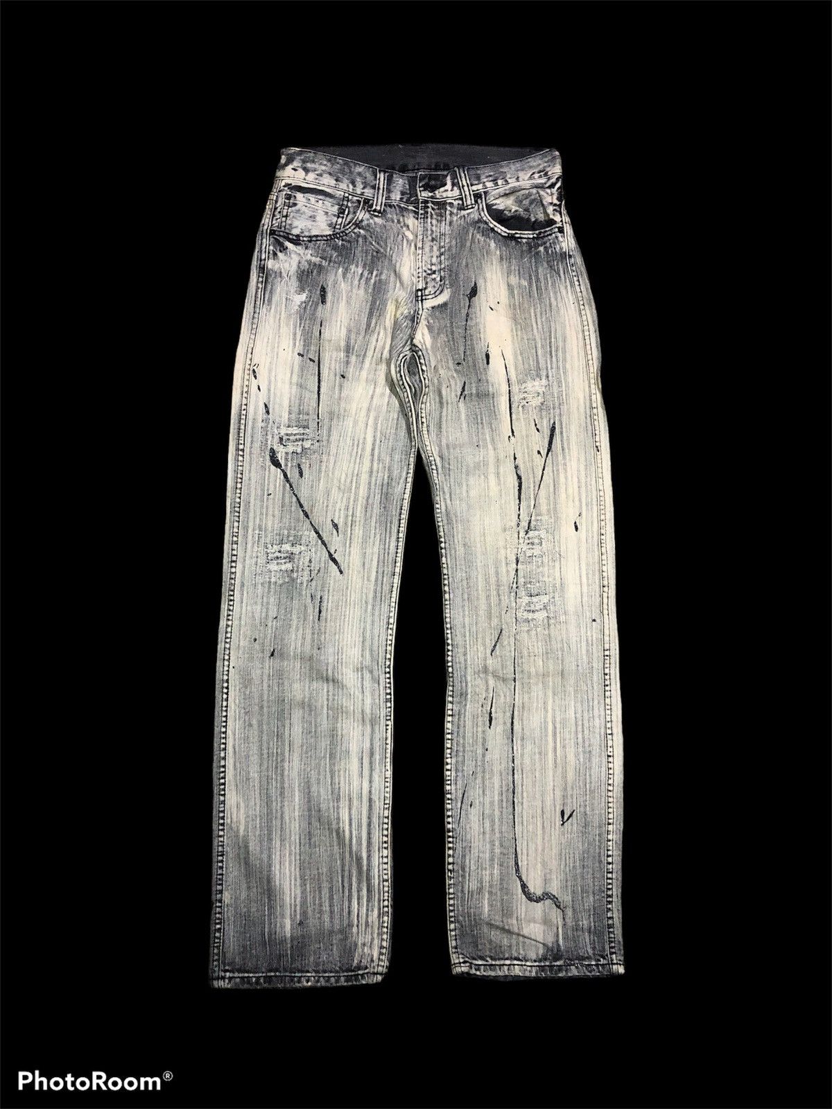 Japanese Brand SPLATTERED WASHED GRAY DENIM Size US 30 / EU 46 - 1 Thumbnail